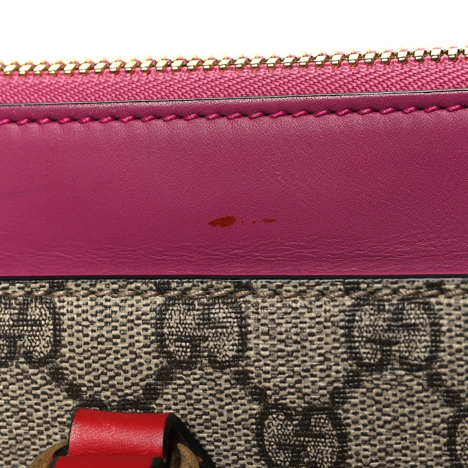 Gucci GG Supreme Monogram Medium Zippered Bucket Tote Beige Hibiscus Red New Rosette 11 of 11