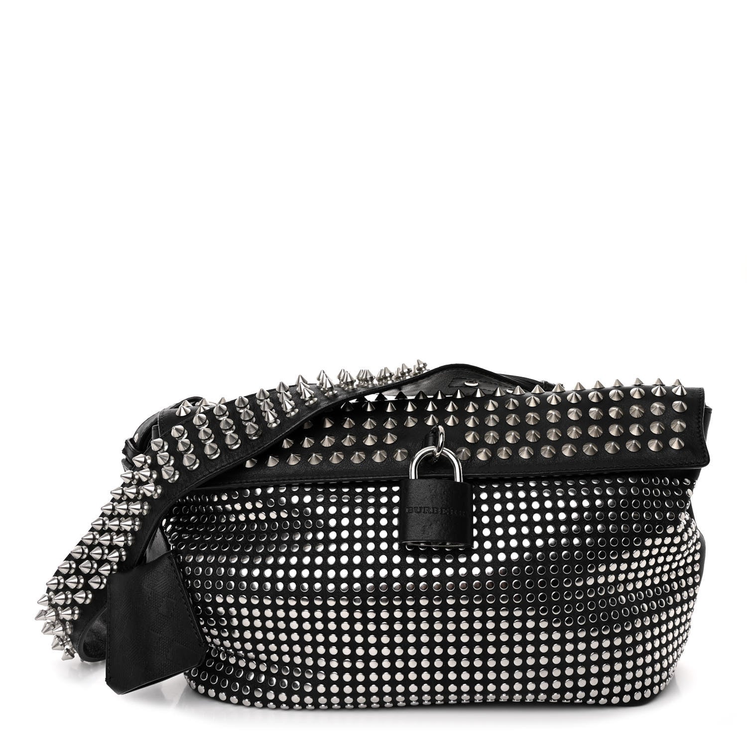 Burberry Calfskin Studded Dalston Shoulder Bag Black 1462618
