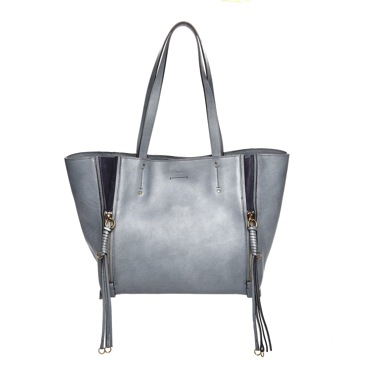 Smooth Calfskin Medium Milo Shopping Tote Cloudy Blue
