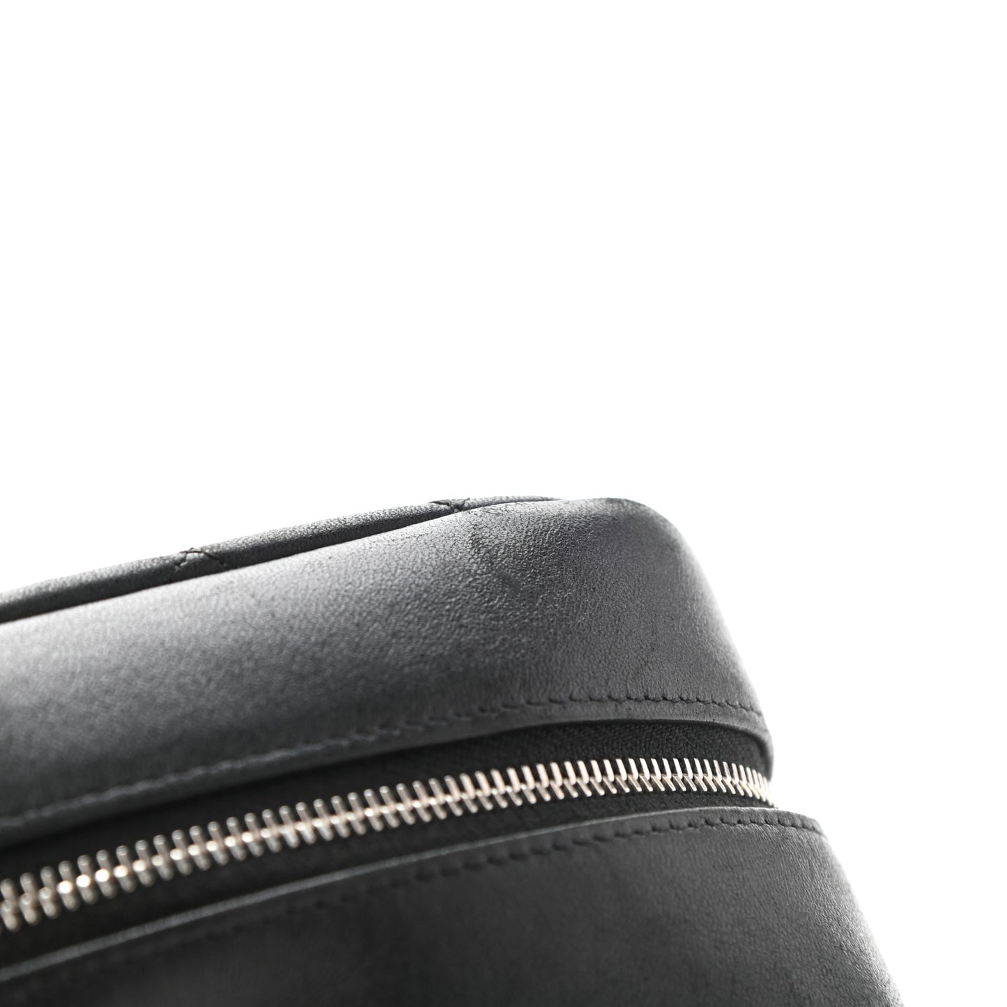 Lambskin Quilted Medium Curvy Pouch Cosmetic Case Black
