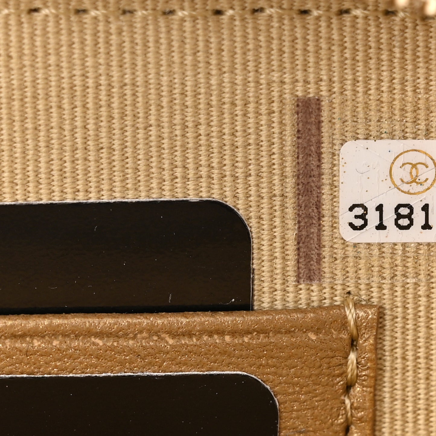 Lambskin Quilted CC Pearl Crush Camera Case Beige
