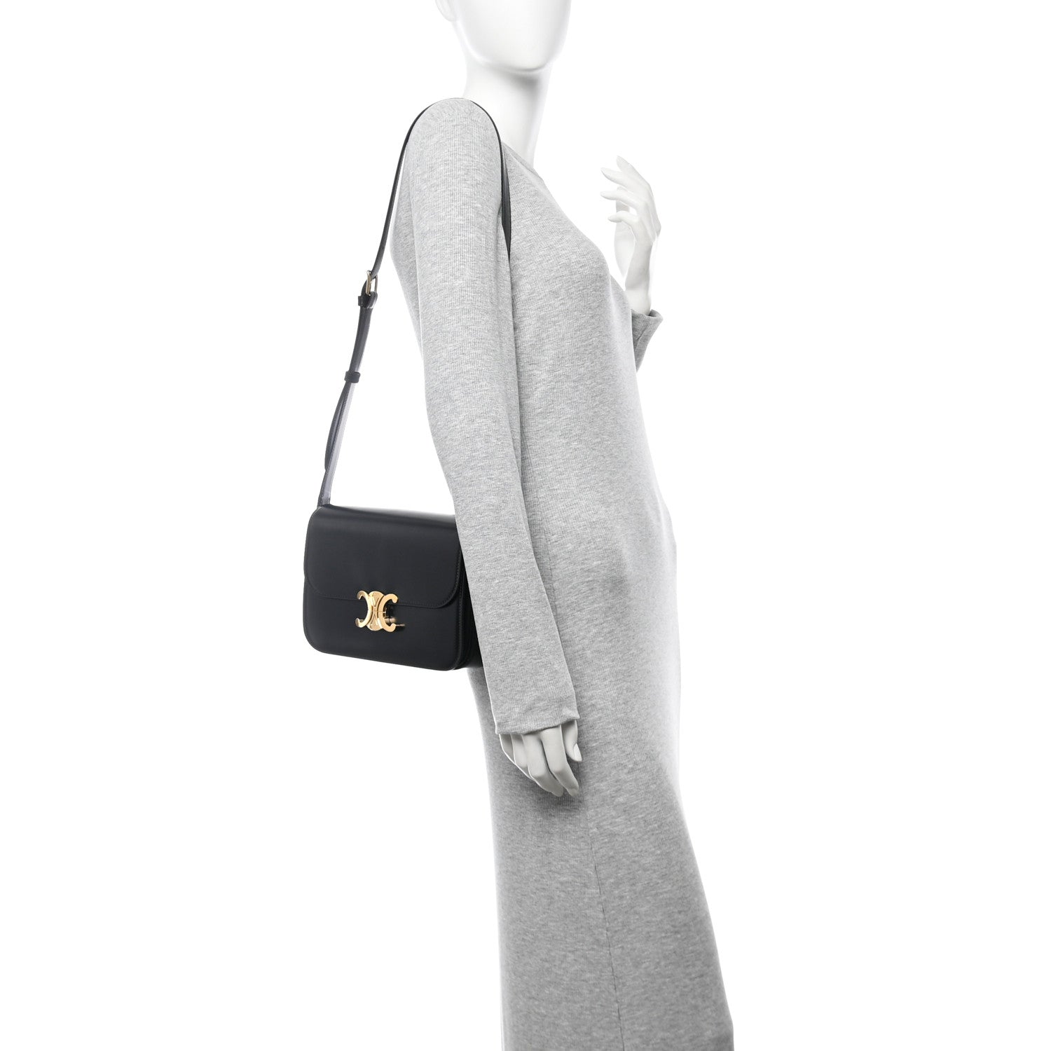 Celine Shiny Calfskin Medium Triomphe Black 2 of 10