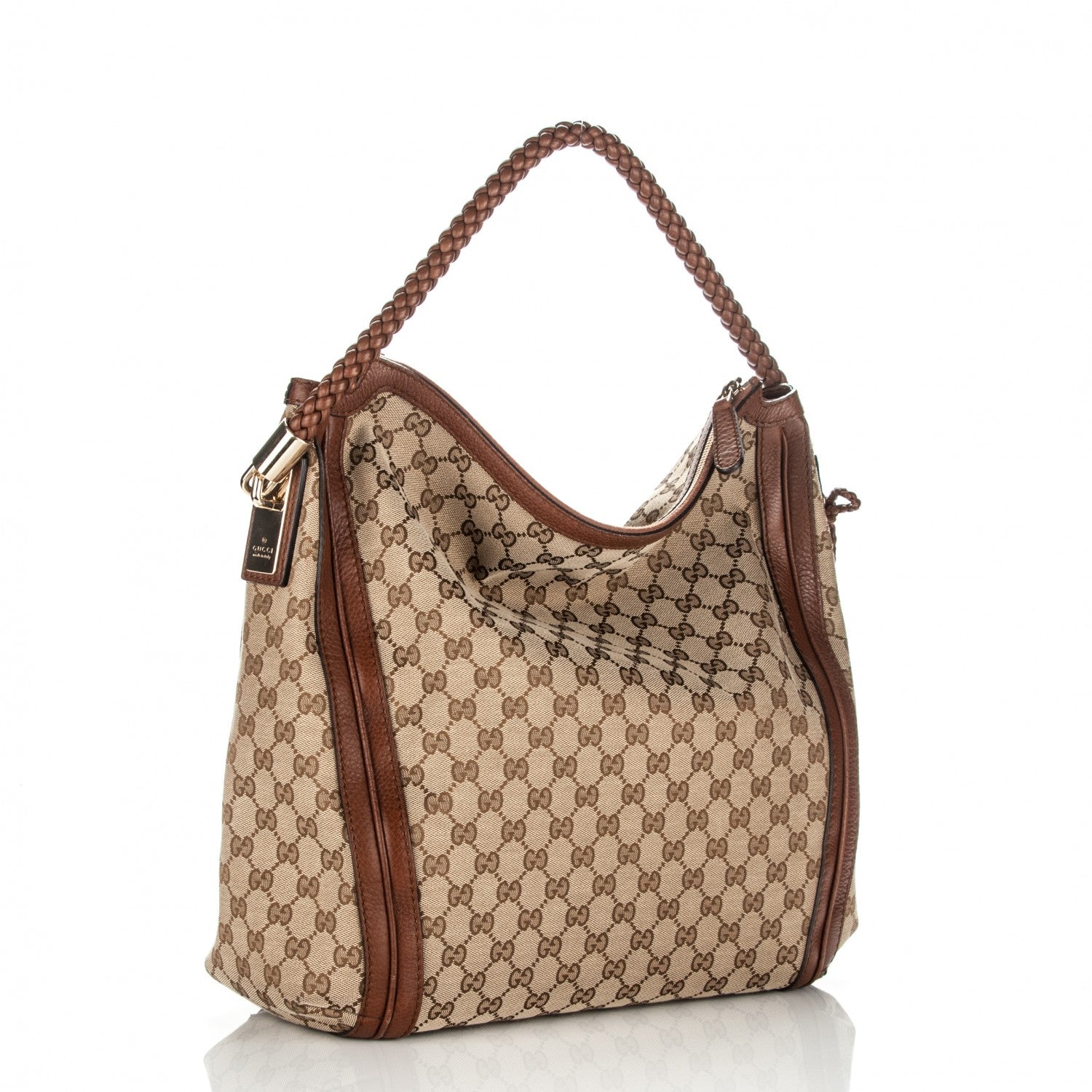 Gucci Monogram Cellarius Calfskin Large Bella Hobo Beige Ebony Cuir 3 of 7