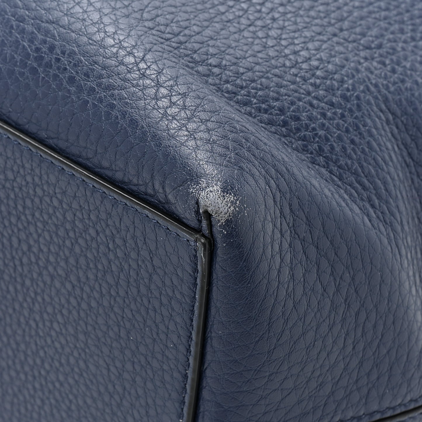 Grained Calfskin Rockstud Shoulder Tote Marine