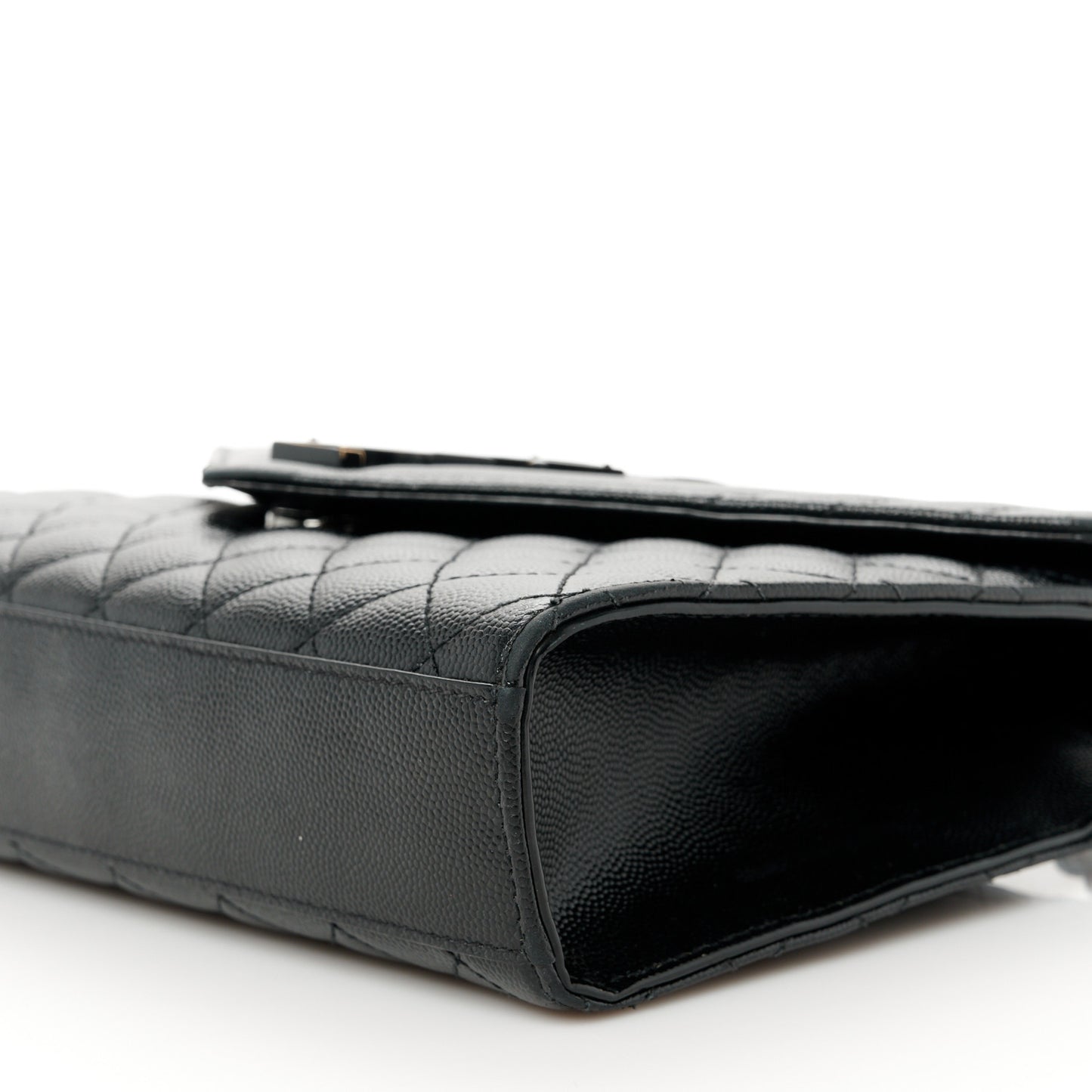 Grain De Poudre Textured Mixed Matelasse Triquilt Medium Monogram Monochrome Satchel Black