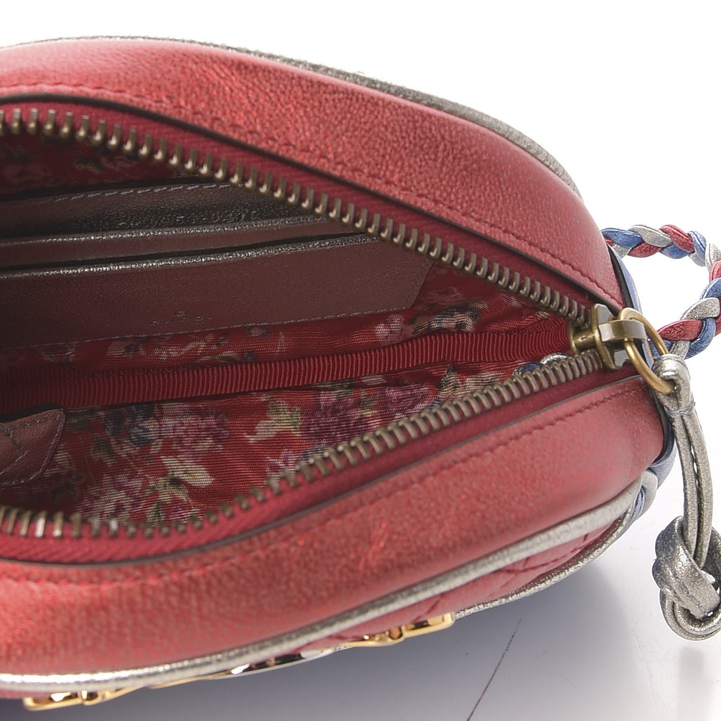 Laminated Nappa Trapuntata Mini Zumi Dome Shoulder Bag Rosso Marine Argento
