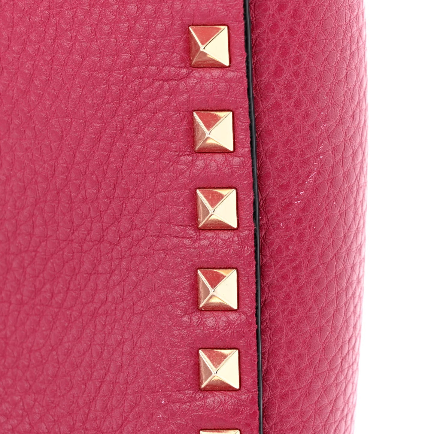 Pebbled Calfskin Rockstud Flip Lock Flap Messenger Raspberry