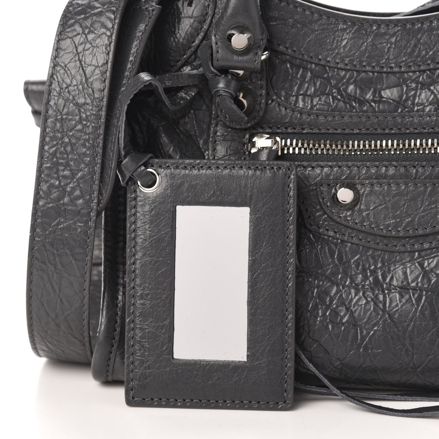 Agneau Classic Silver Hardware Mini City Gris Fossile