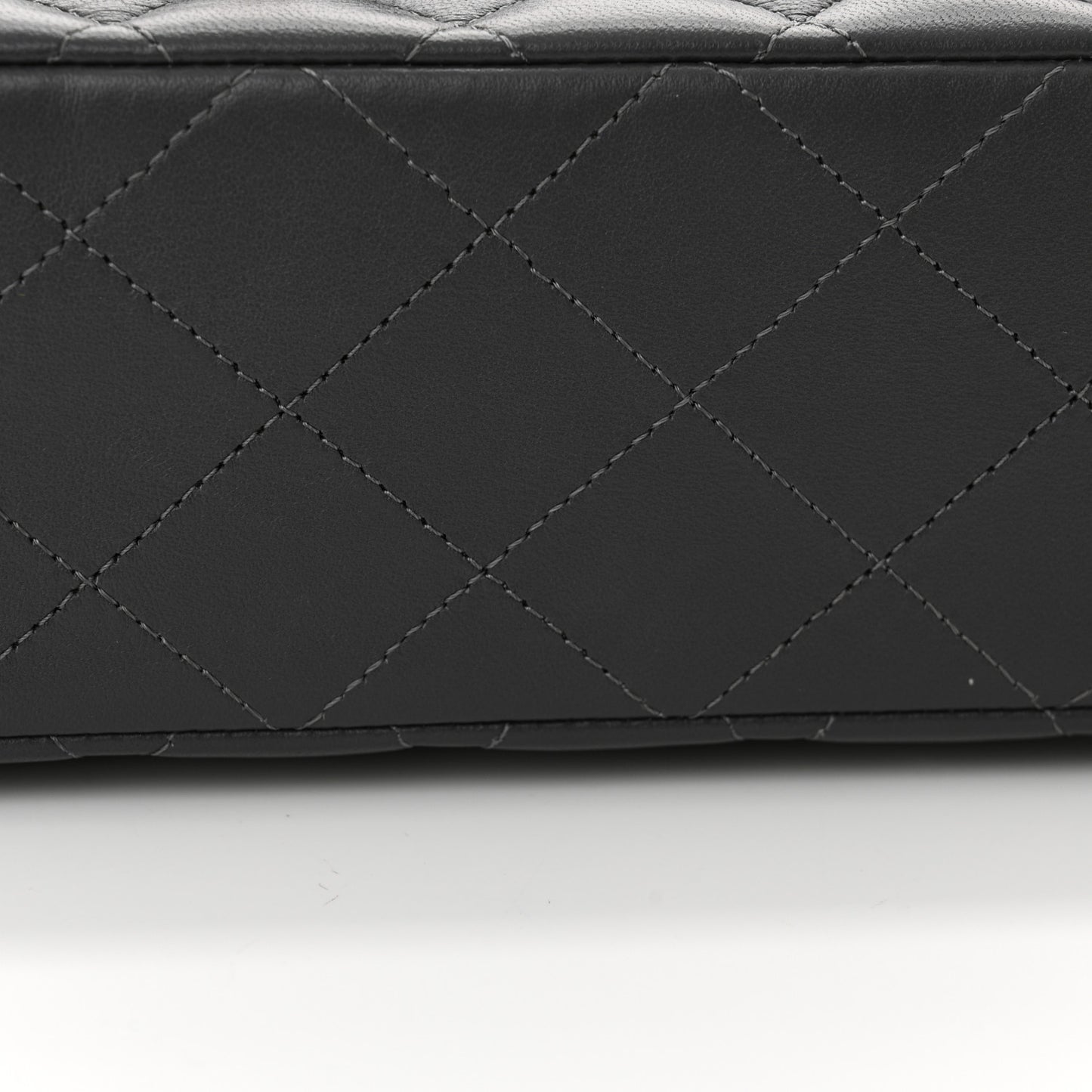 Lambskin Quilted Medium Double Flap Dark Grey