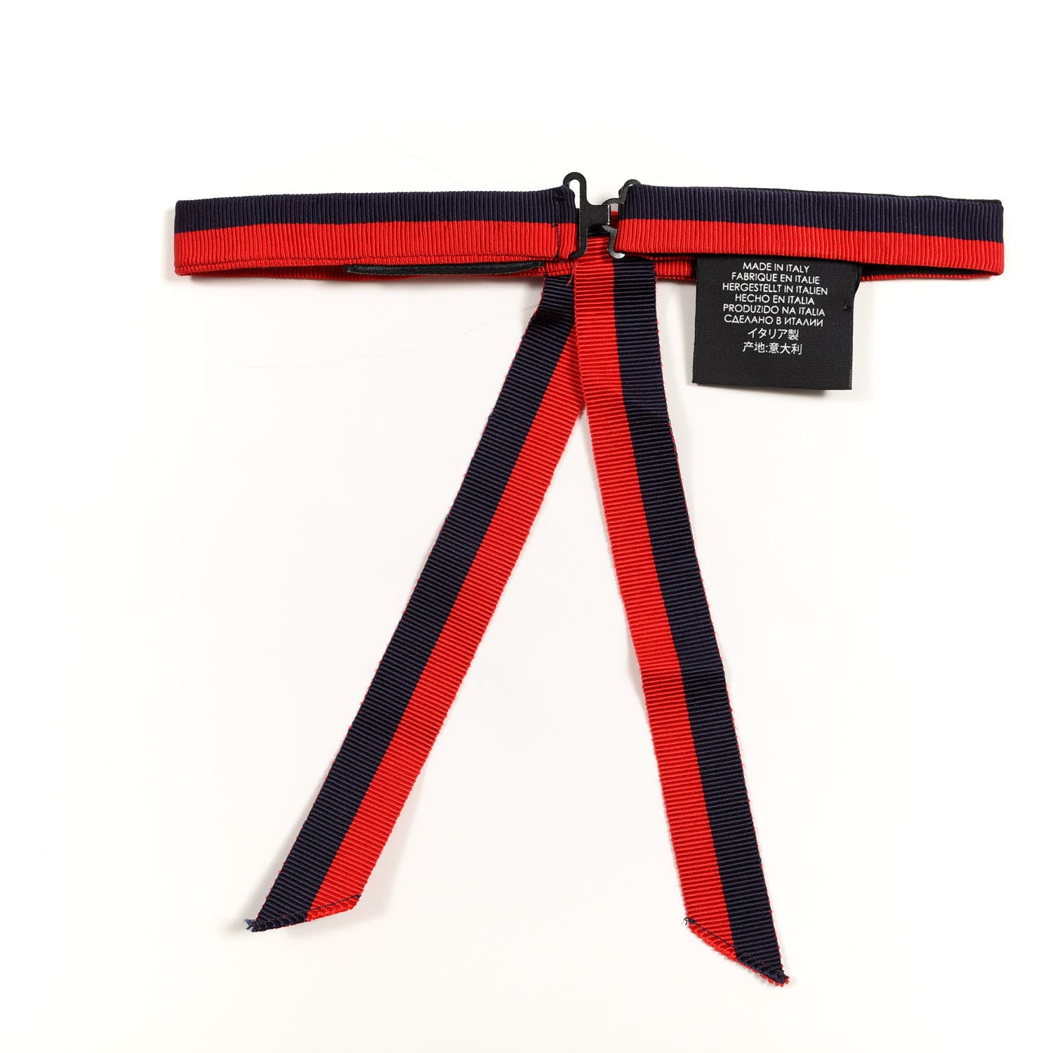 Gucci Grosgrain Web Feline Neck Bow Blue Red 2 of 5
