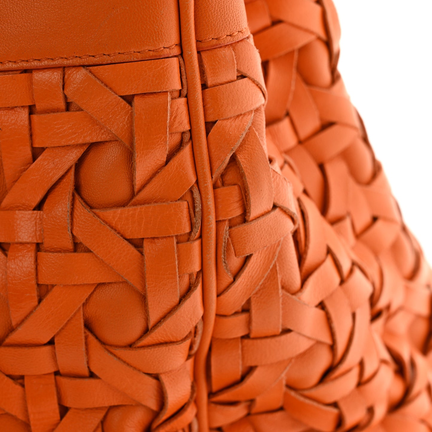 Lambskin Woven Lady Dior Avenue Tote Orange