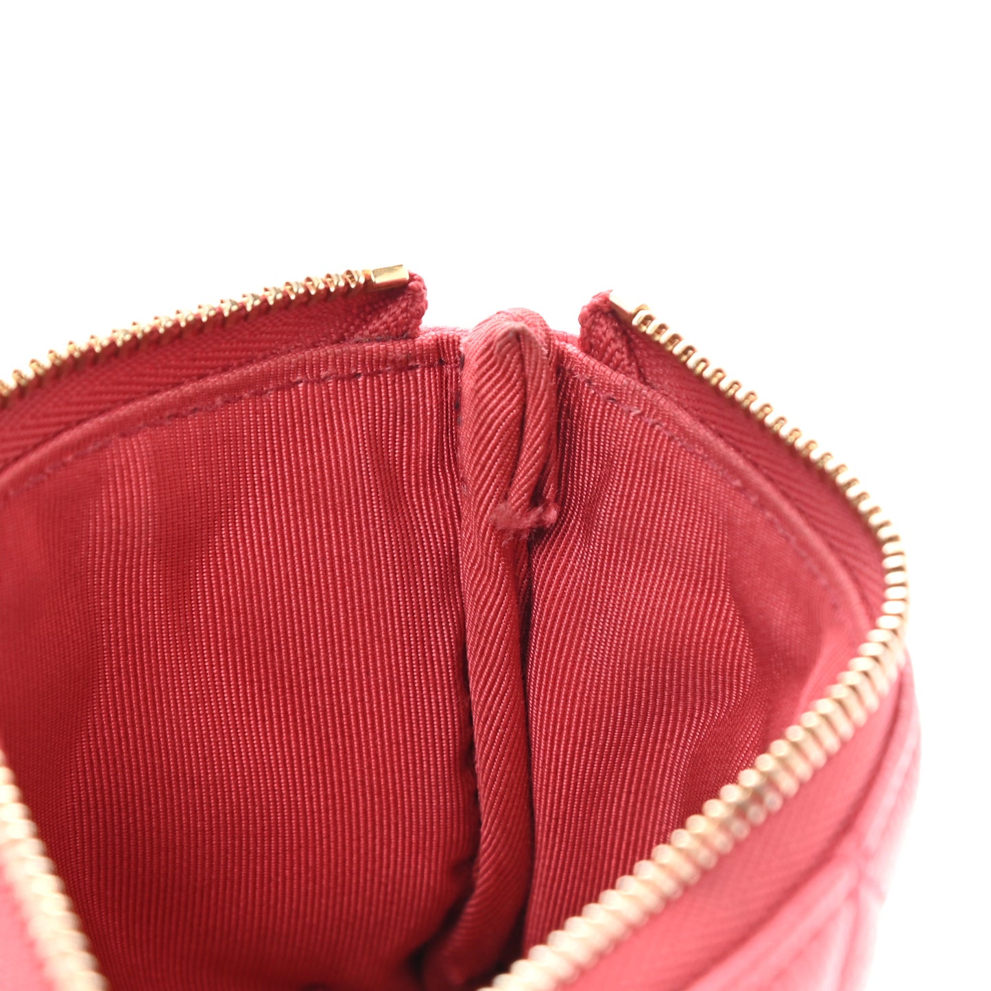 Caviar Quilted Small Cosmetic Case Dark Pink