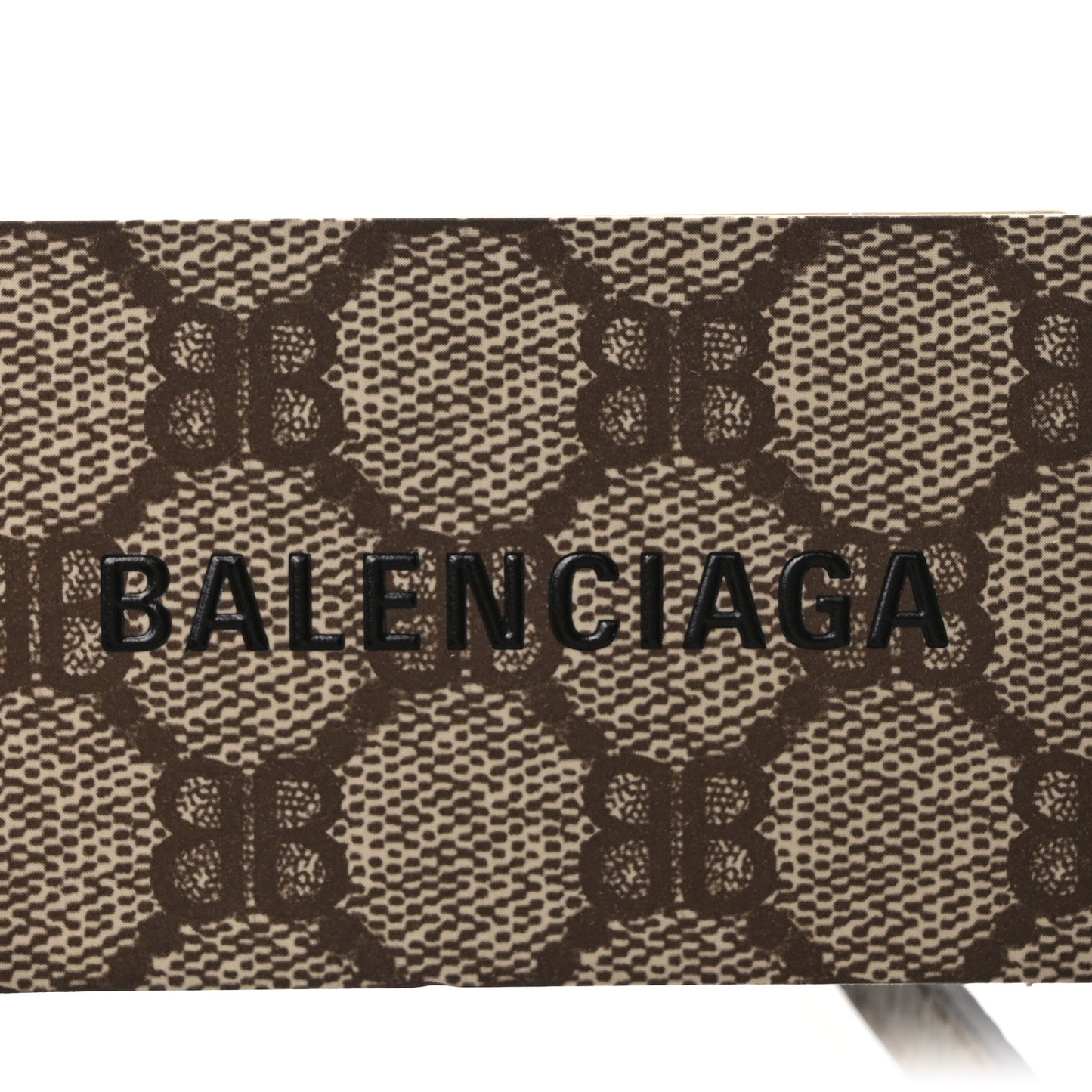 X BALENCIAGA BB Supreme Monogram Web Mini Ophidia Phone Bag Beige New Acero