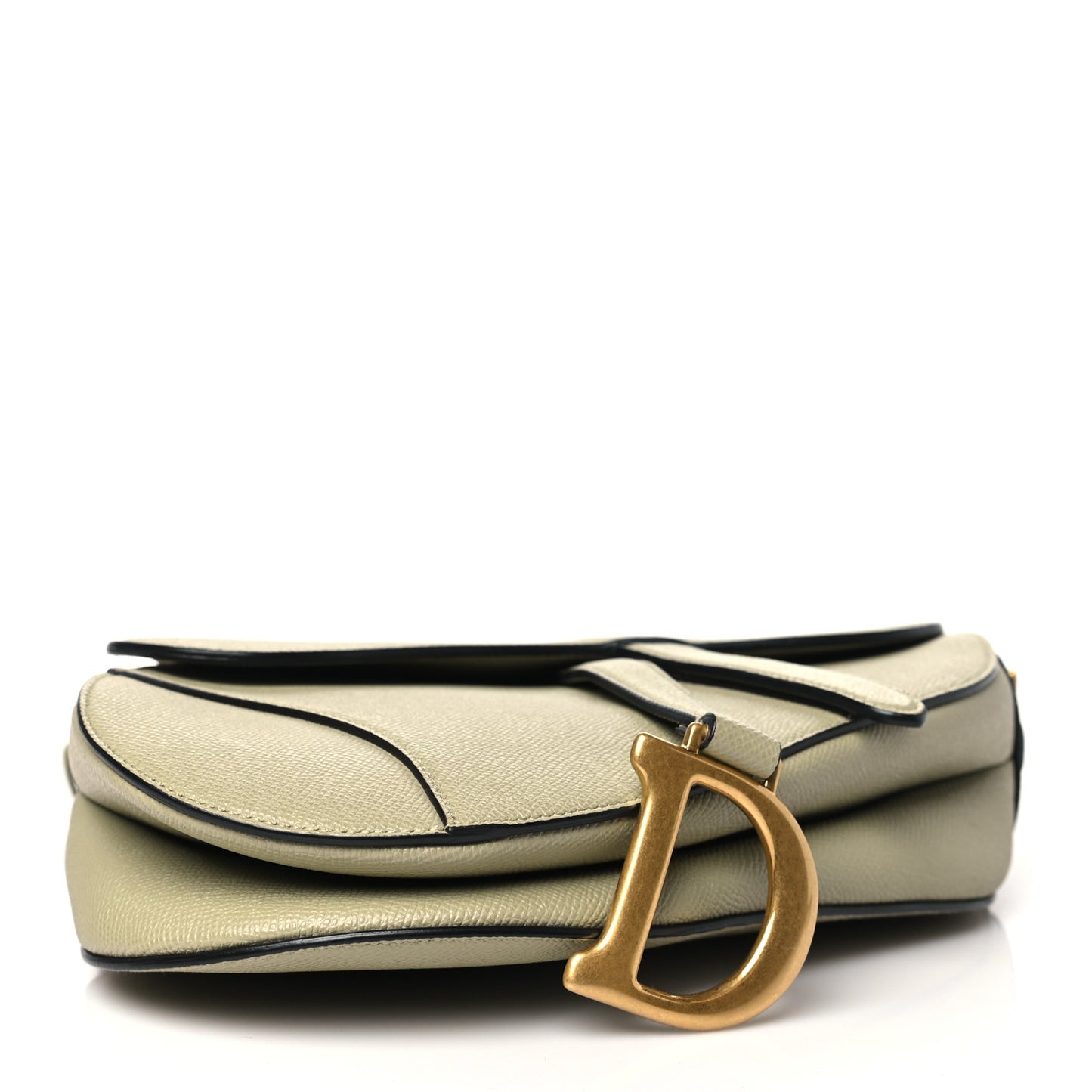 Grained Calfskin Saddle Bag With Strap Sage