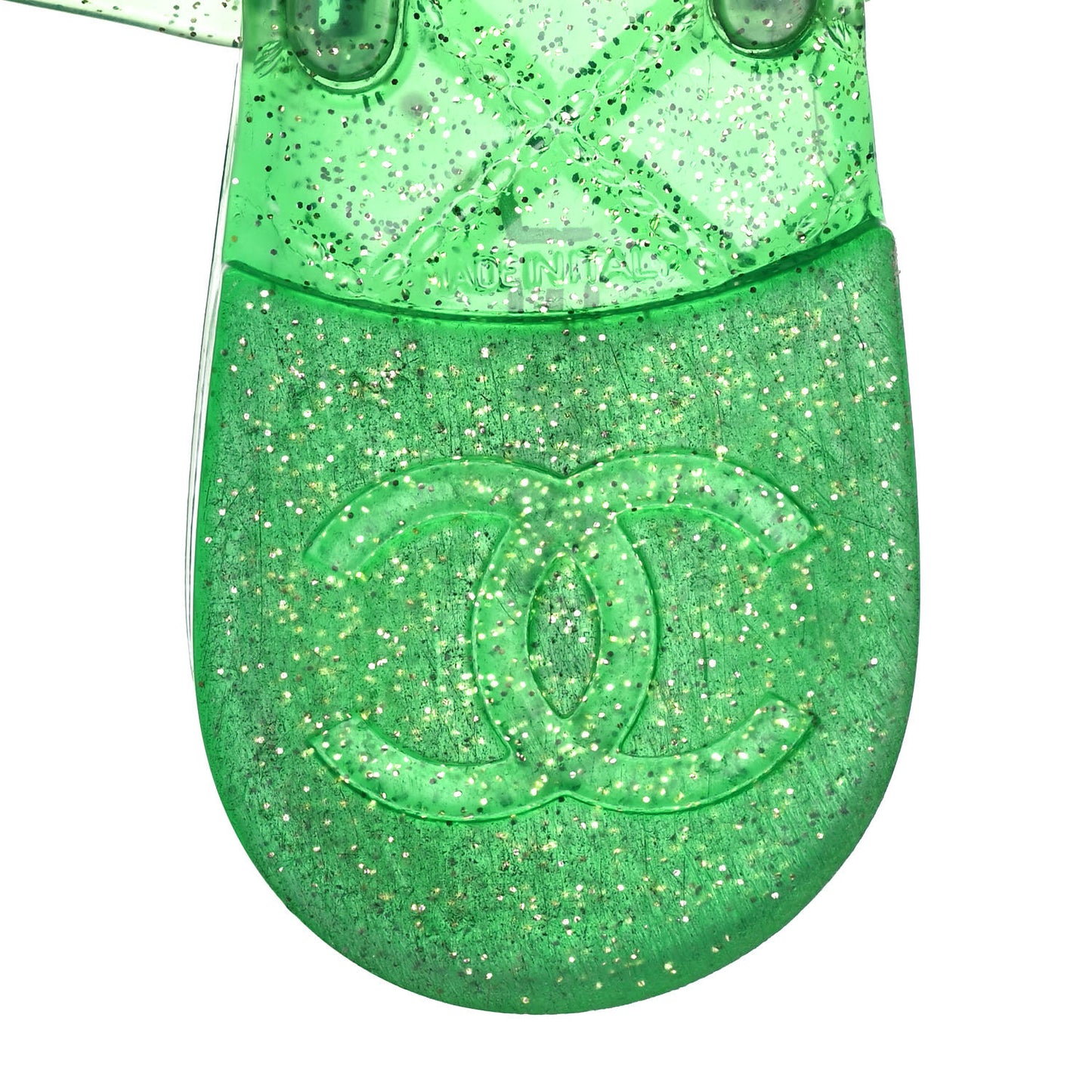 Jelly Camellia Glitter Thong Sandals 39 Green