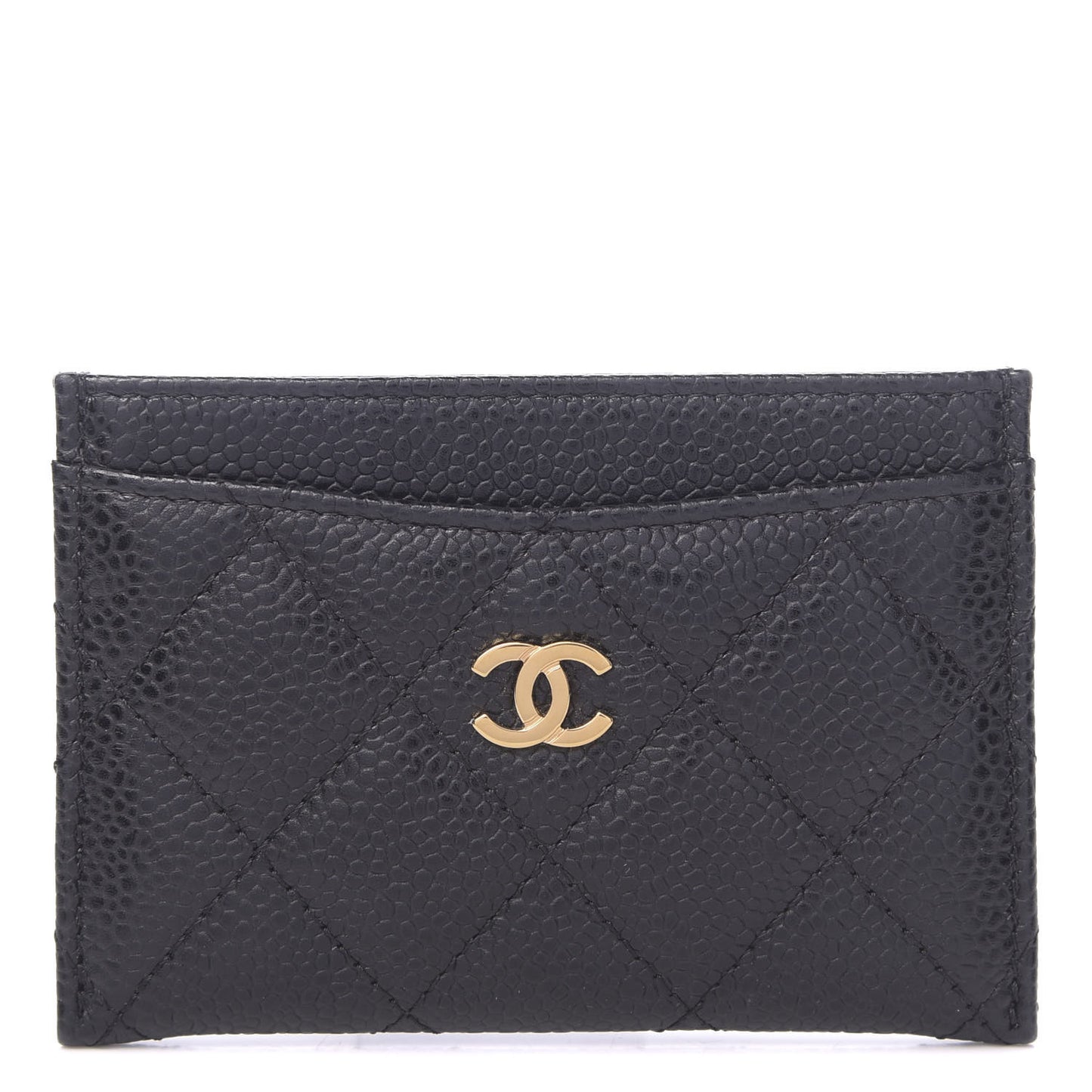 Caviar Quilted Card Holder Black