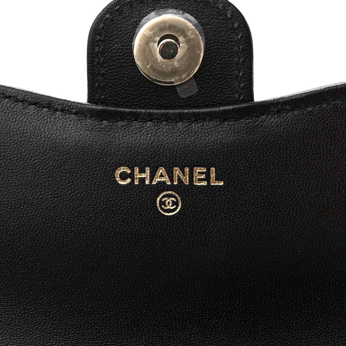Lambskin Patent Calfskin Quilted Flap Phone Holder With Chain Black