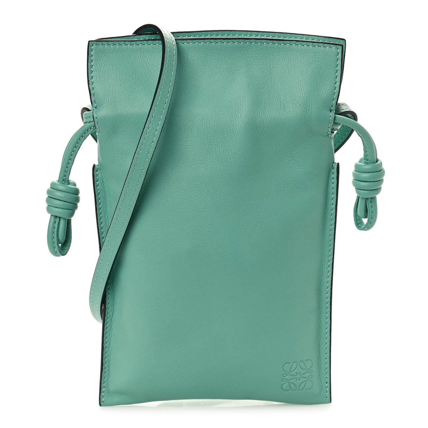 Calfskin Mini Drawstring Flamenco Knot Crossbody Bag Fresh Mint