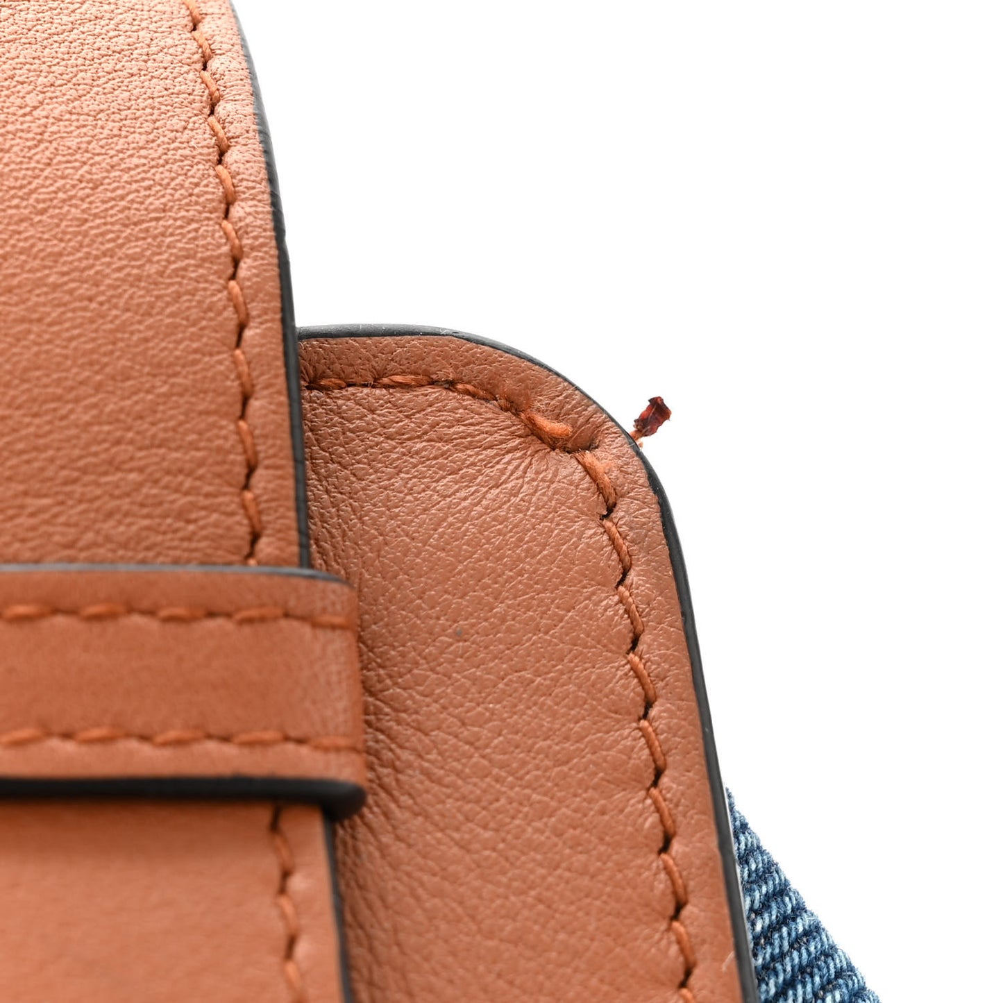 Calfskin Denim Small Hammock Shoulder Bag Blue Tan