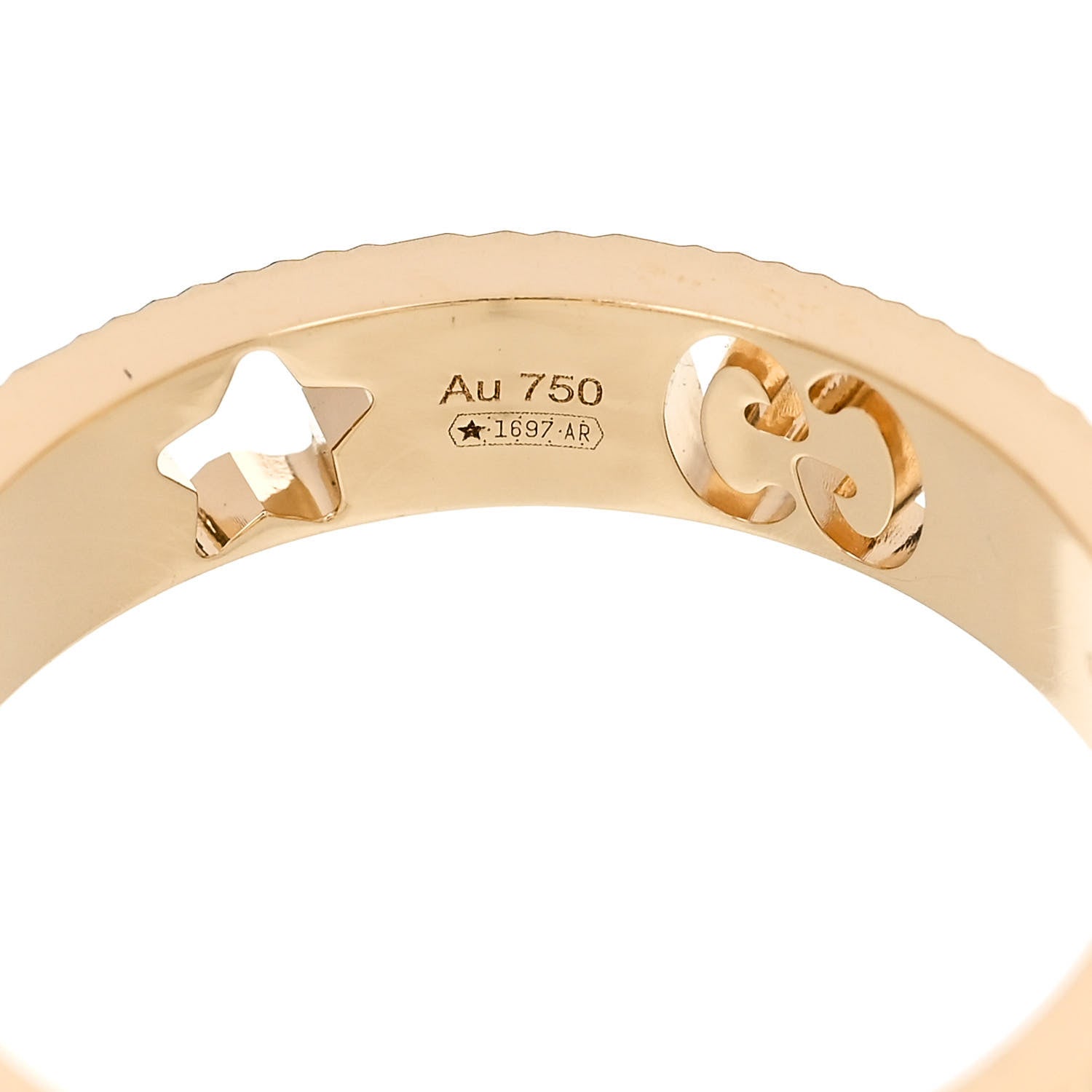 Gucci 18K Yellow Gold Icon Stars Band Ring 52 6 5 of 6