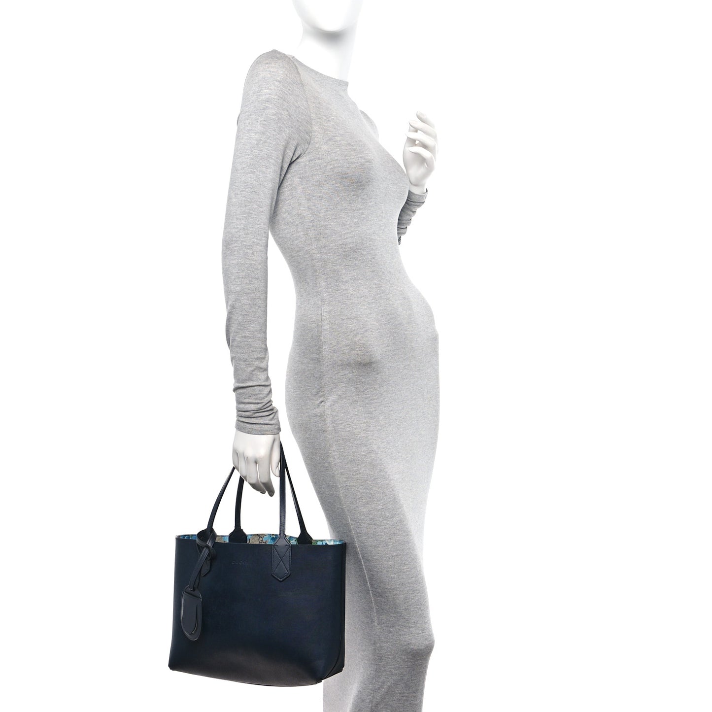 GG Supreme Monogram Blooms Small Reversible Tote Beige Blue Navy