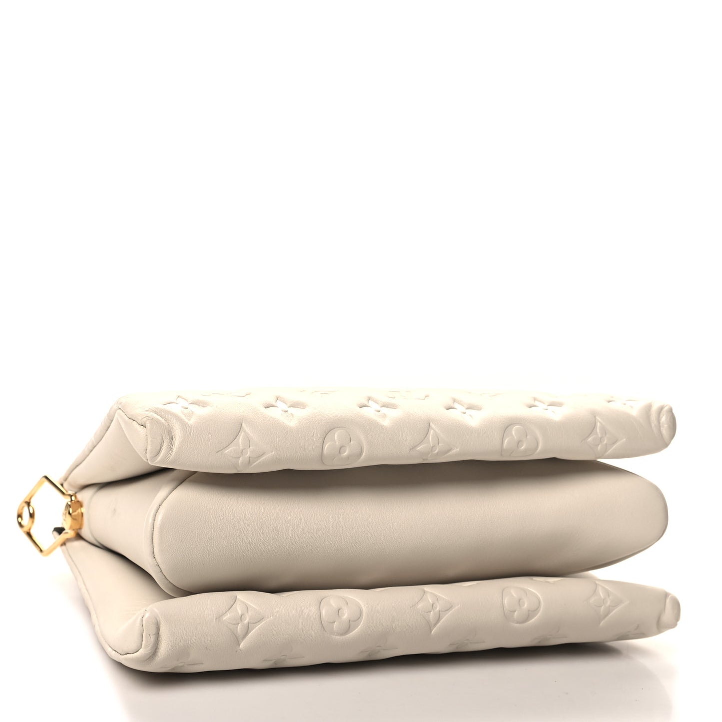 Lambskin Embossed Monogram Coussin PM Beige Cream