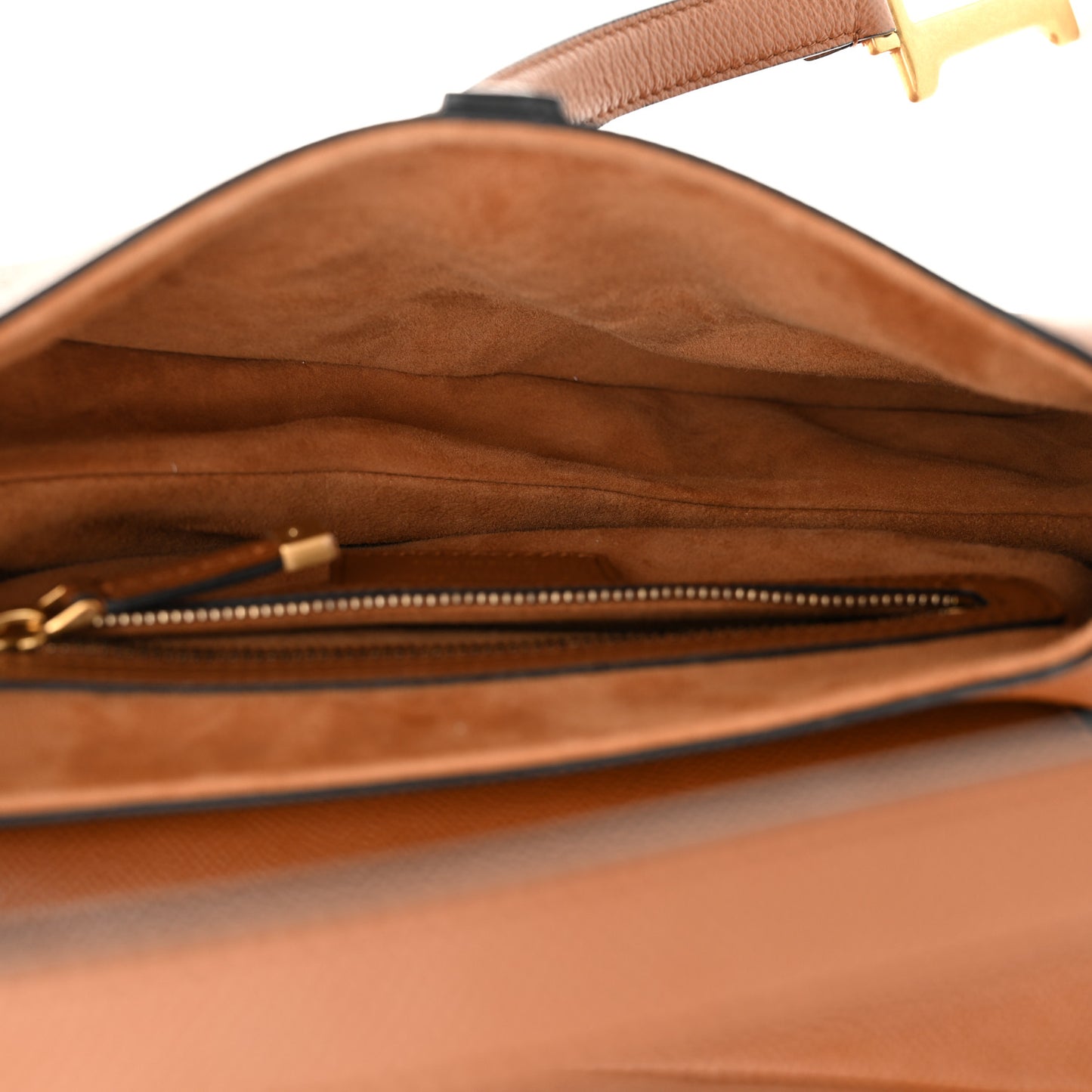 Grained Calfskin Saddle Bag Camello