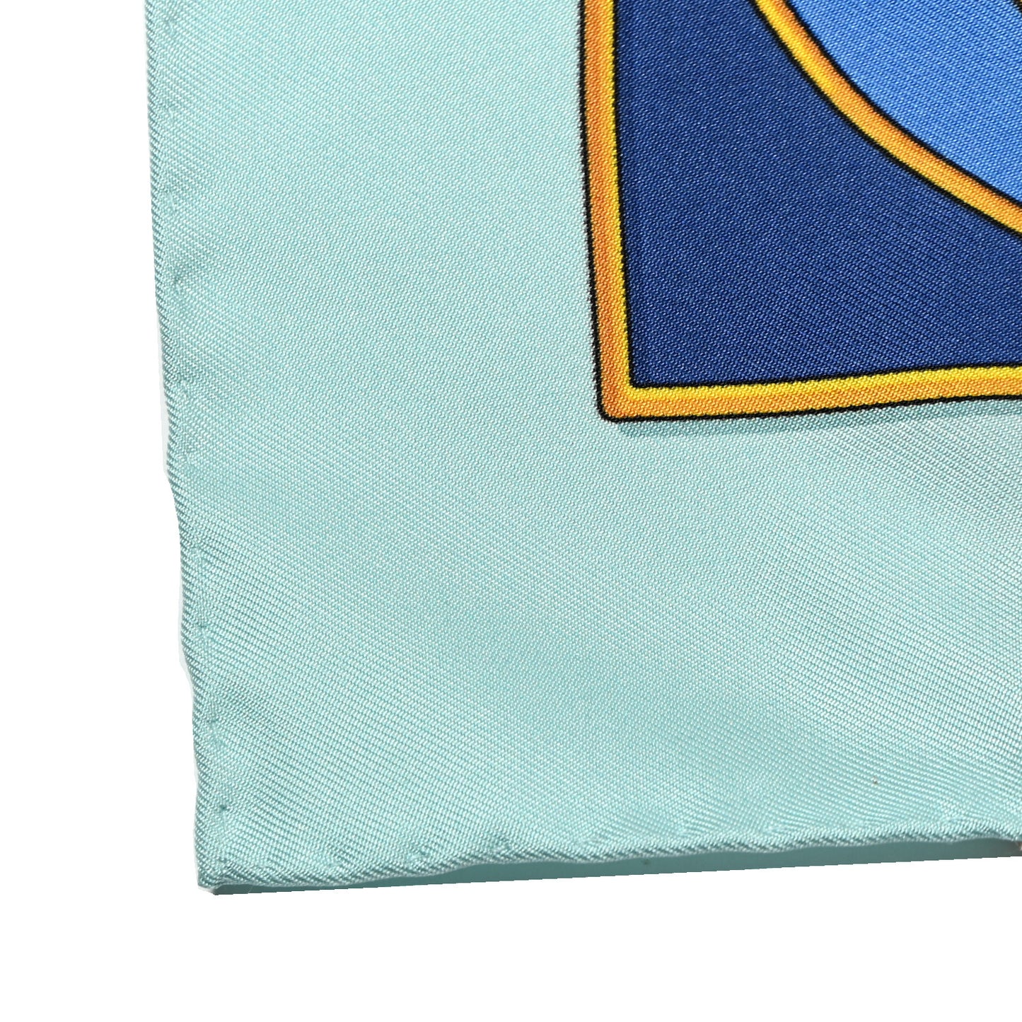 Silk Twill Monogram Fully Square Scarf Bluette
