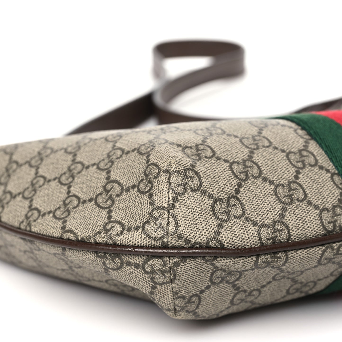 GG Supreme Monogram Web Small Ophidia Half Moon Hobo Brown