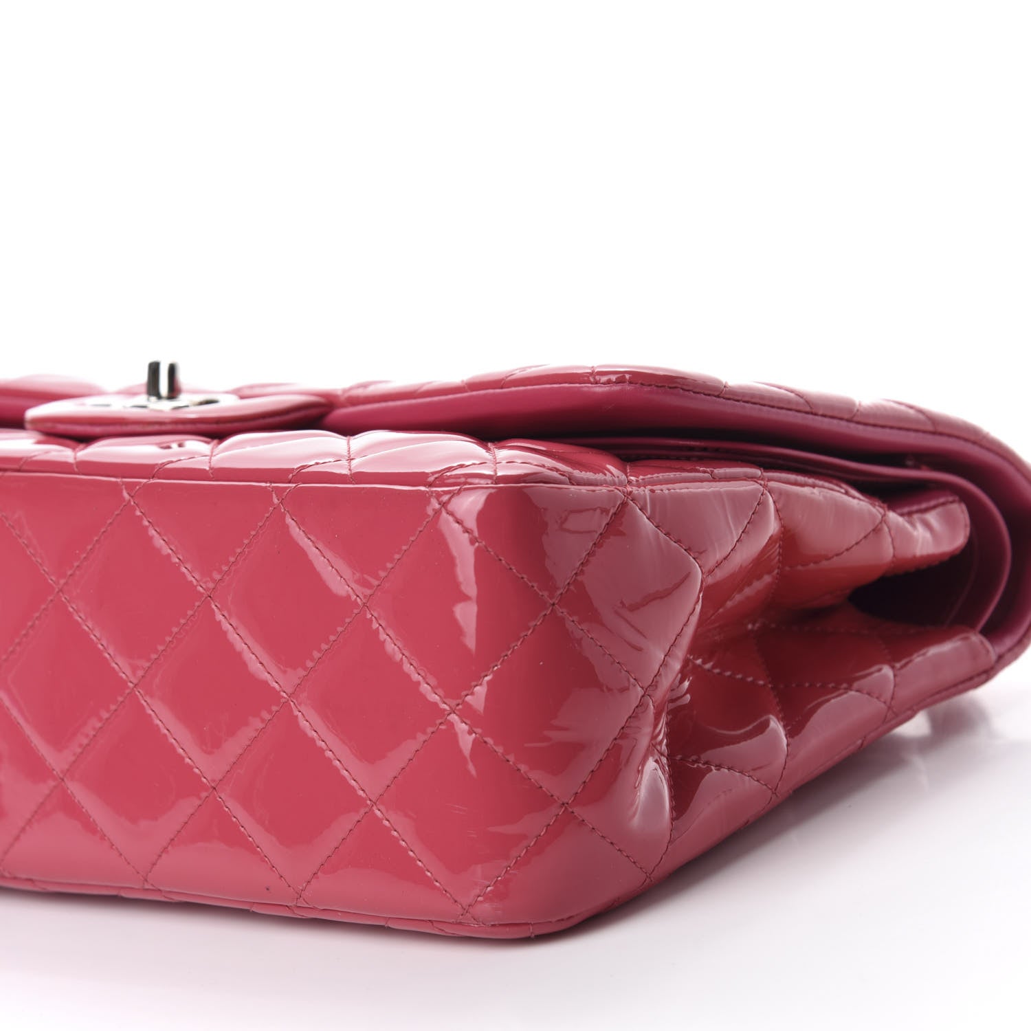Chanel Patent Quilted Jumbo Double Flap Pink 7 of 14