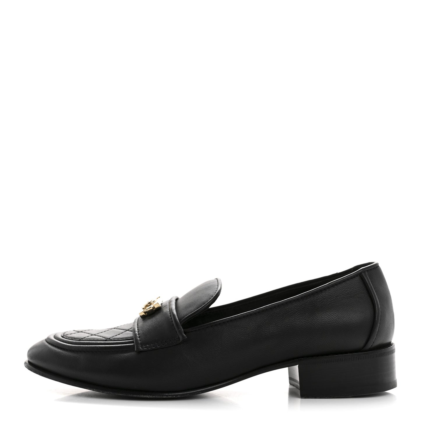 Lambskin Quilted Boy Loafers 39.5 Black
