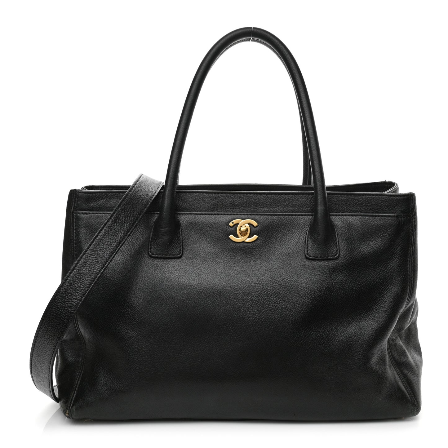 Calfskin Cerf Executive Shopper Tote Black