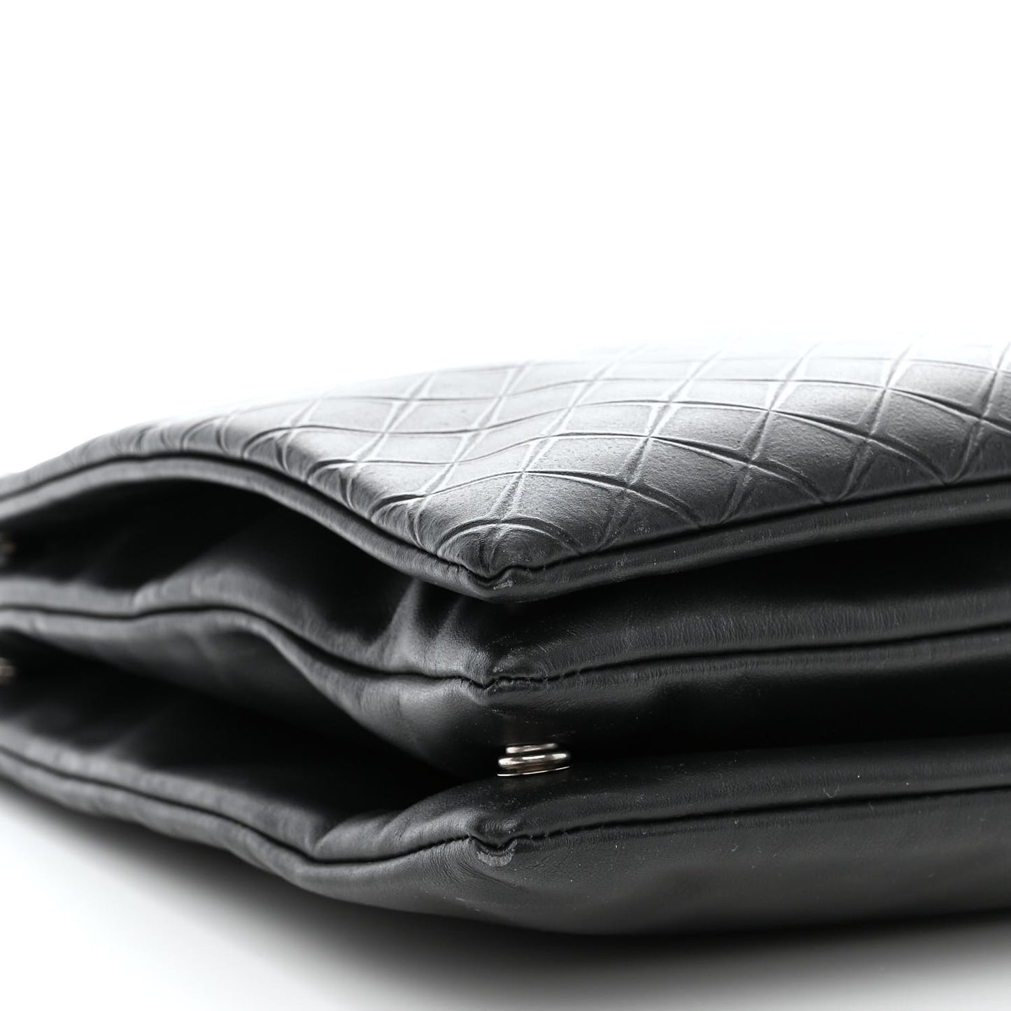 Intrecciato Embossed Triple Zip Messenger Bag Black
