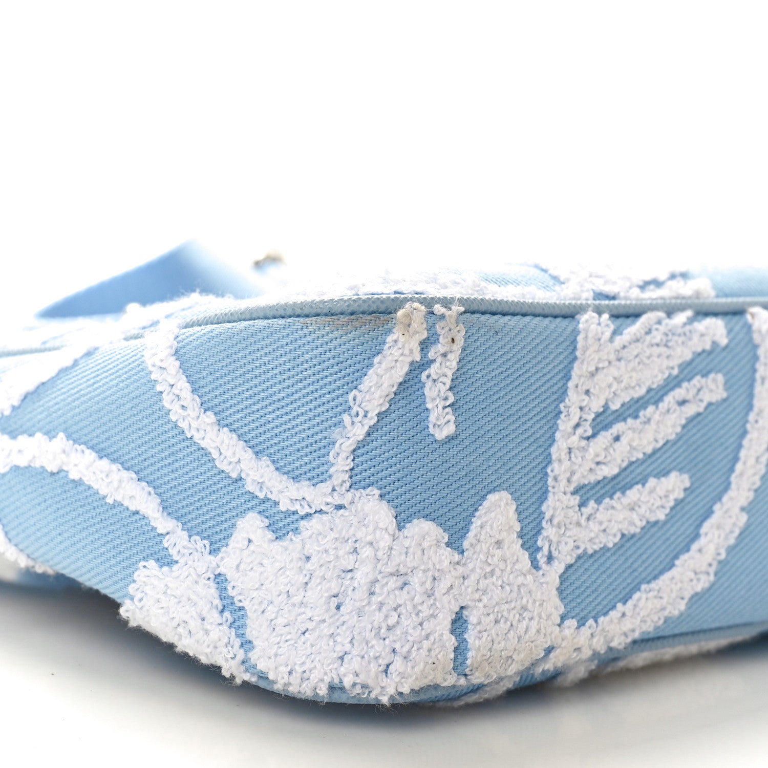 Prada Nylon Drill Logo Embroidered Re-Edition 2005 Shoulder Bag Celeste White 9 of 10