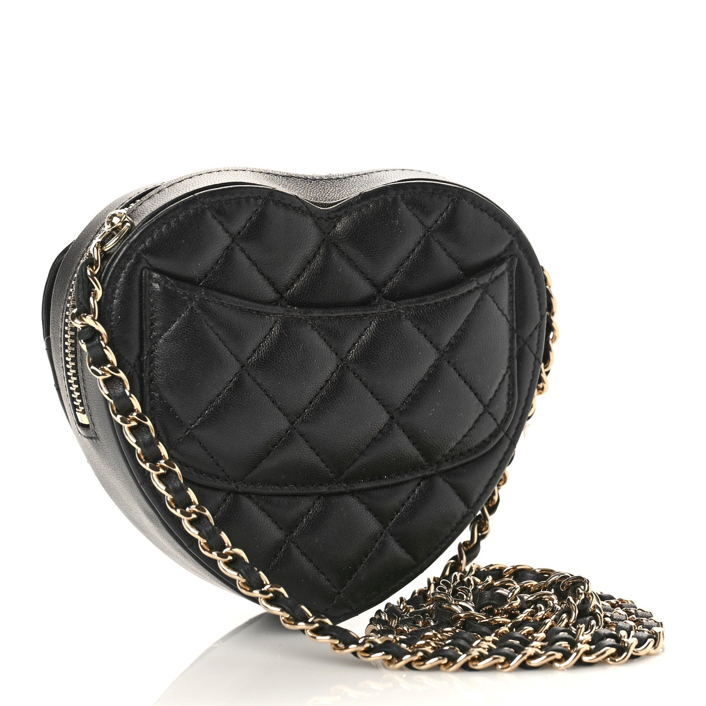 Lambskin Quilted CC In Love Heart Clutch Black