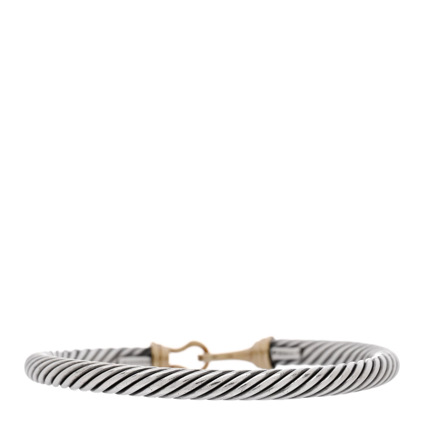 Sterling Silver 14K Yellow Gold 5mm Cable Classic Buckle Bracelet