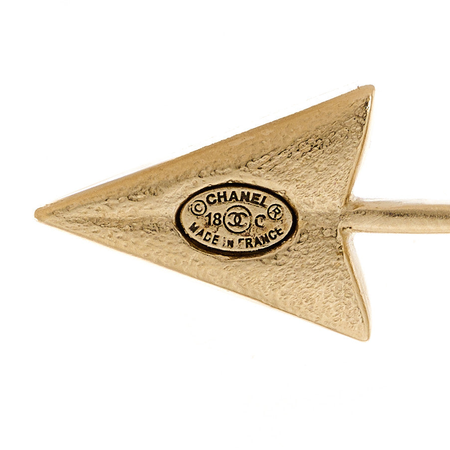 Chanel Crystal Pearl CC Arrow Brooch Gold 5 of 5