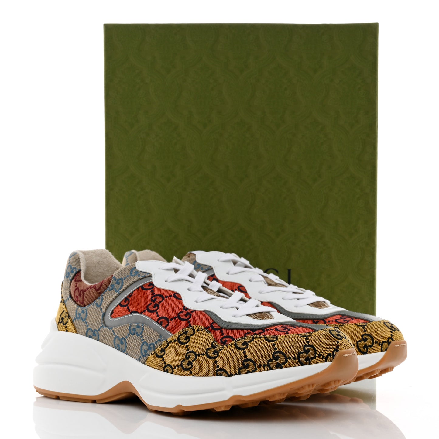 Monogram Multicolor Mens Rhyton Sneakers 12 Yellow Blue Great White Tabasco