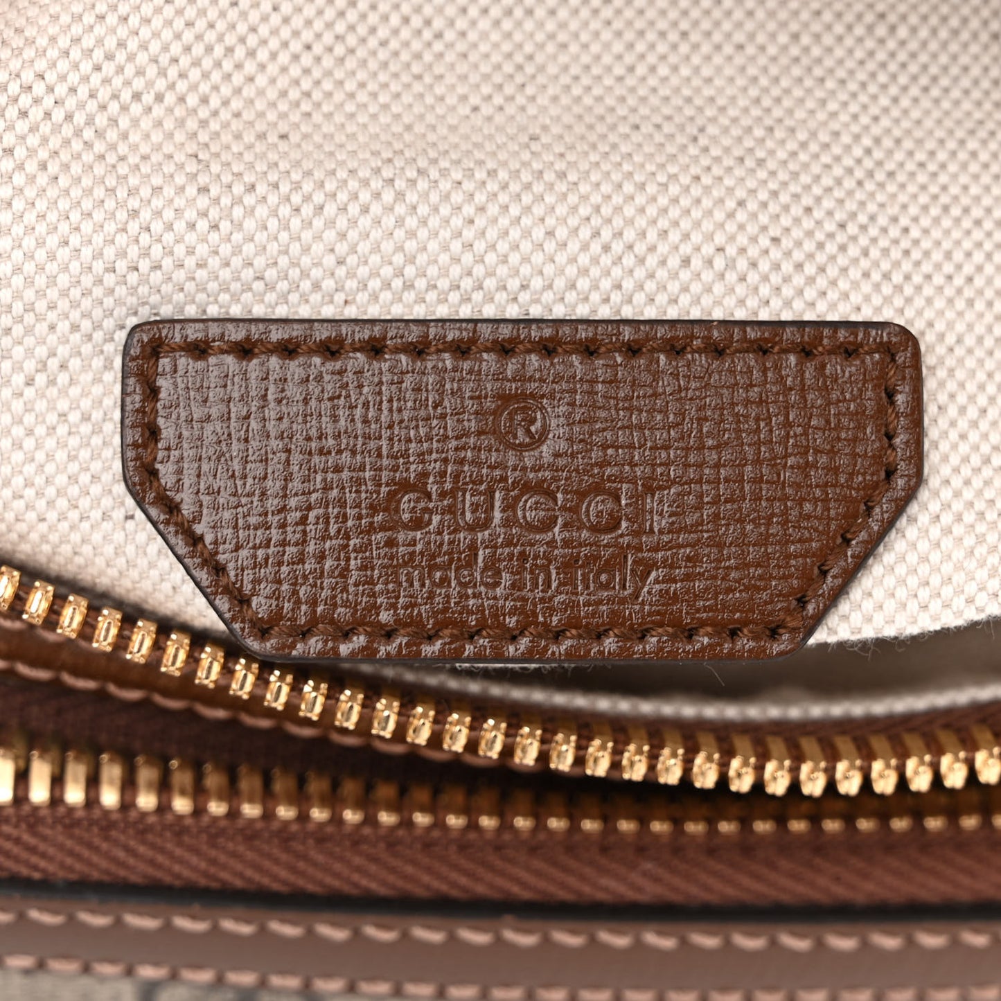 GG Supreme Monogram Textured Calfskin Retro Interlocking G Belt Bag Beige Ebony Brown Sugar