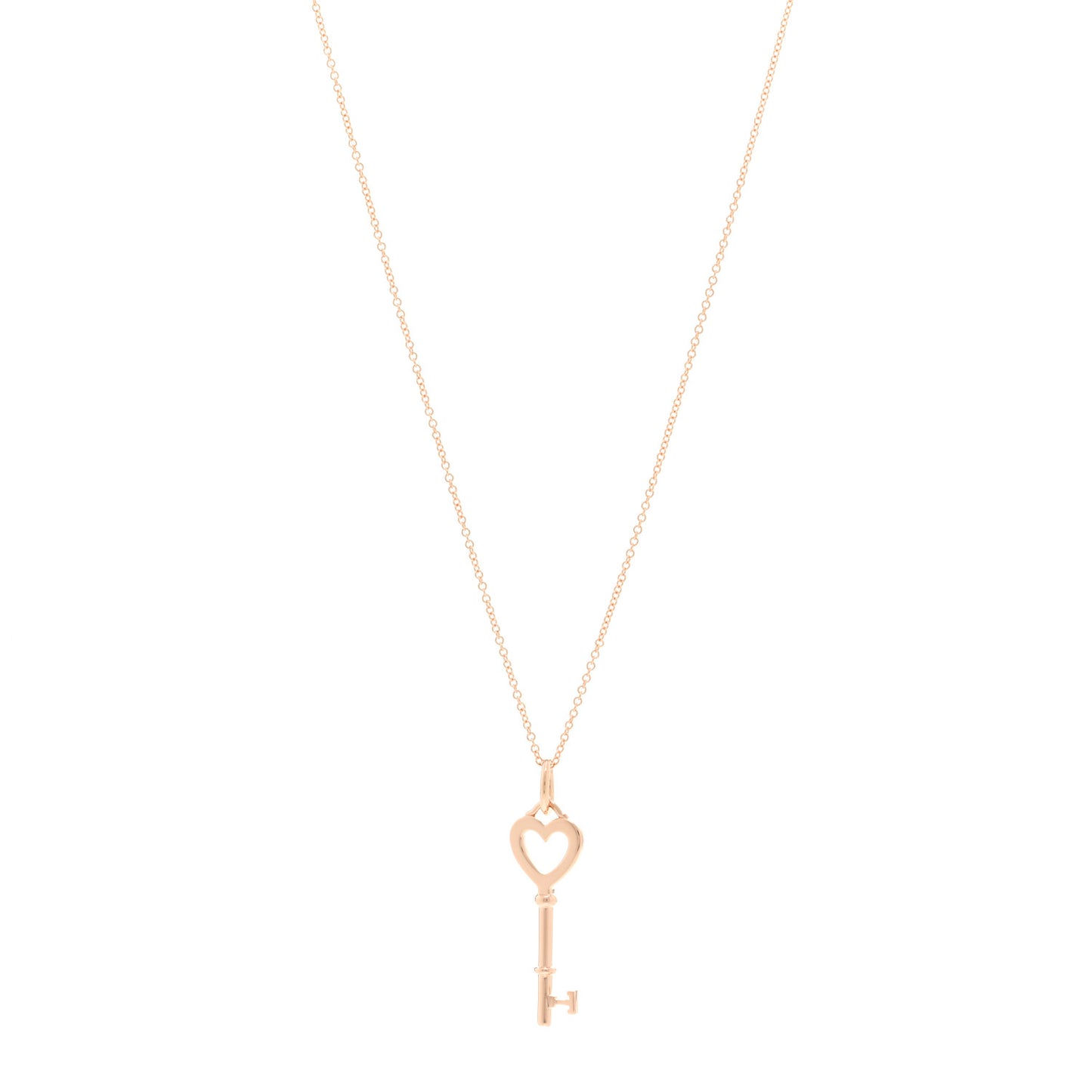 18K Rose Gold Mini Heart Key Pendant Necklace