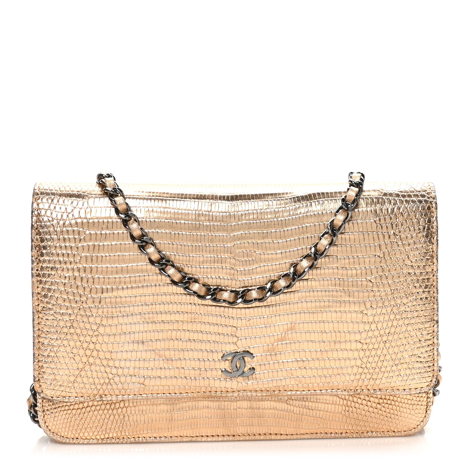 Chanel Metallic Lizard Wallet on Chain WOC Gold 1744061 – FASHIONPHILE