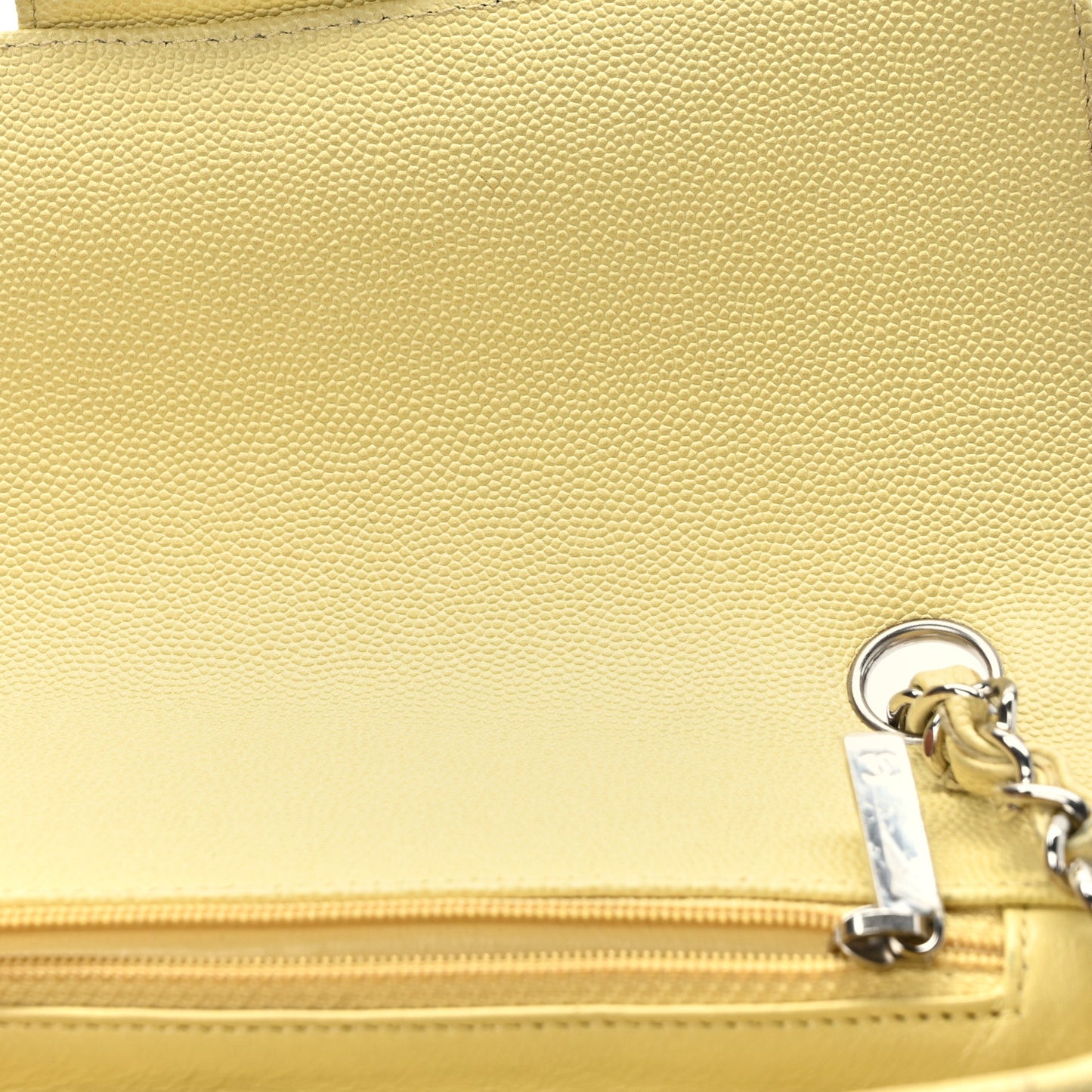 Caviar Quilted Mini Rectangular Flap Light Yellow