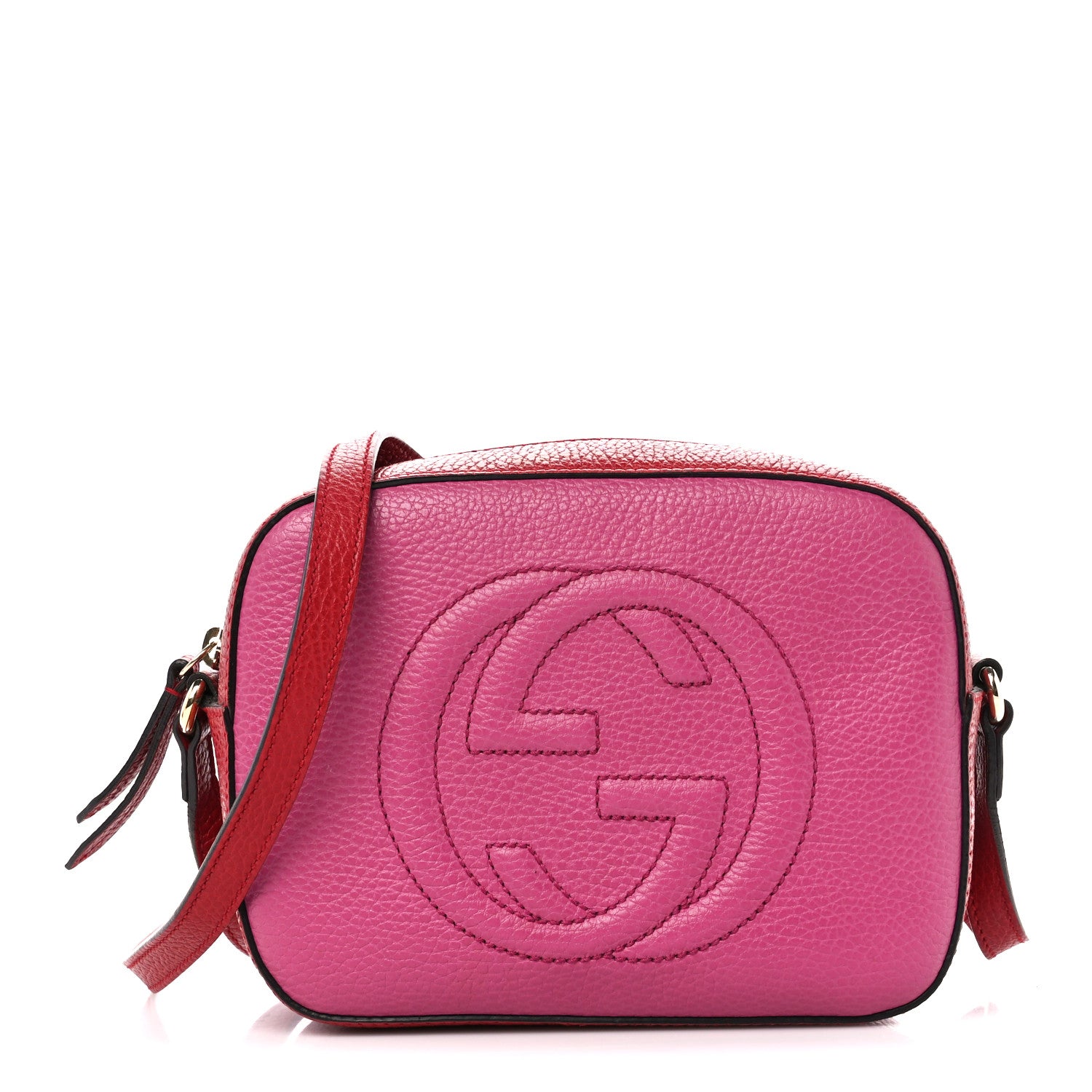 Gucci Dollar Calfskin Bi-Color Small Soho Disco Bag New Rosette Hibiscus Red 1 of 11
