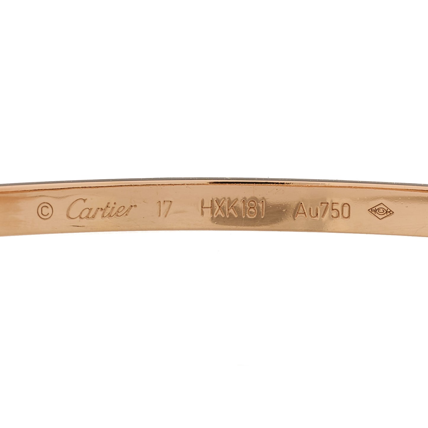 18K Pink Gold 6 Diamond Small LOVE Bracelet 17