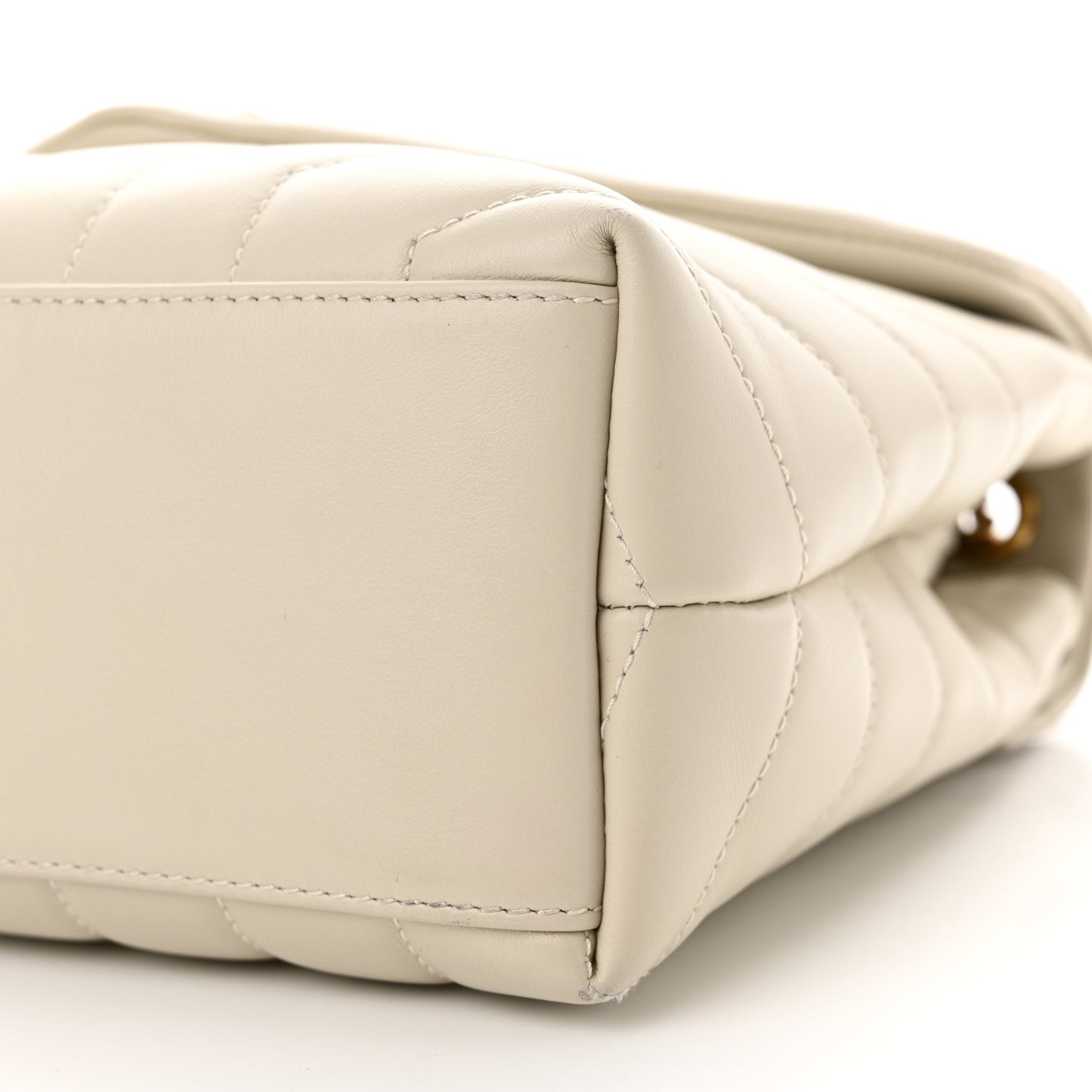 Calfskin Y Quilted Monogram Small Loulou Chain Satchel Crema Soft