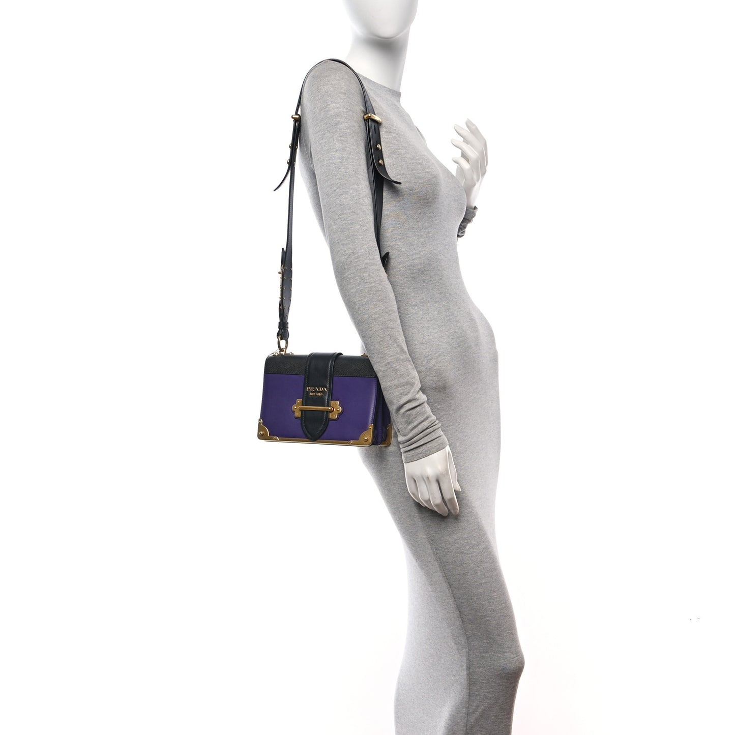 City Calfskin Saffiano Cahier Bag Viola Black