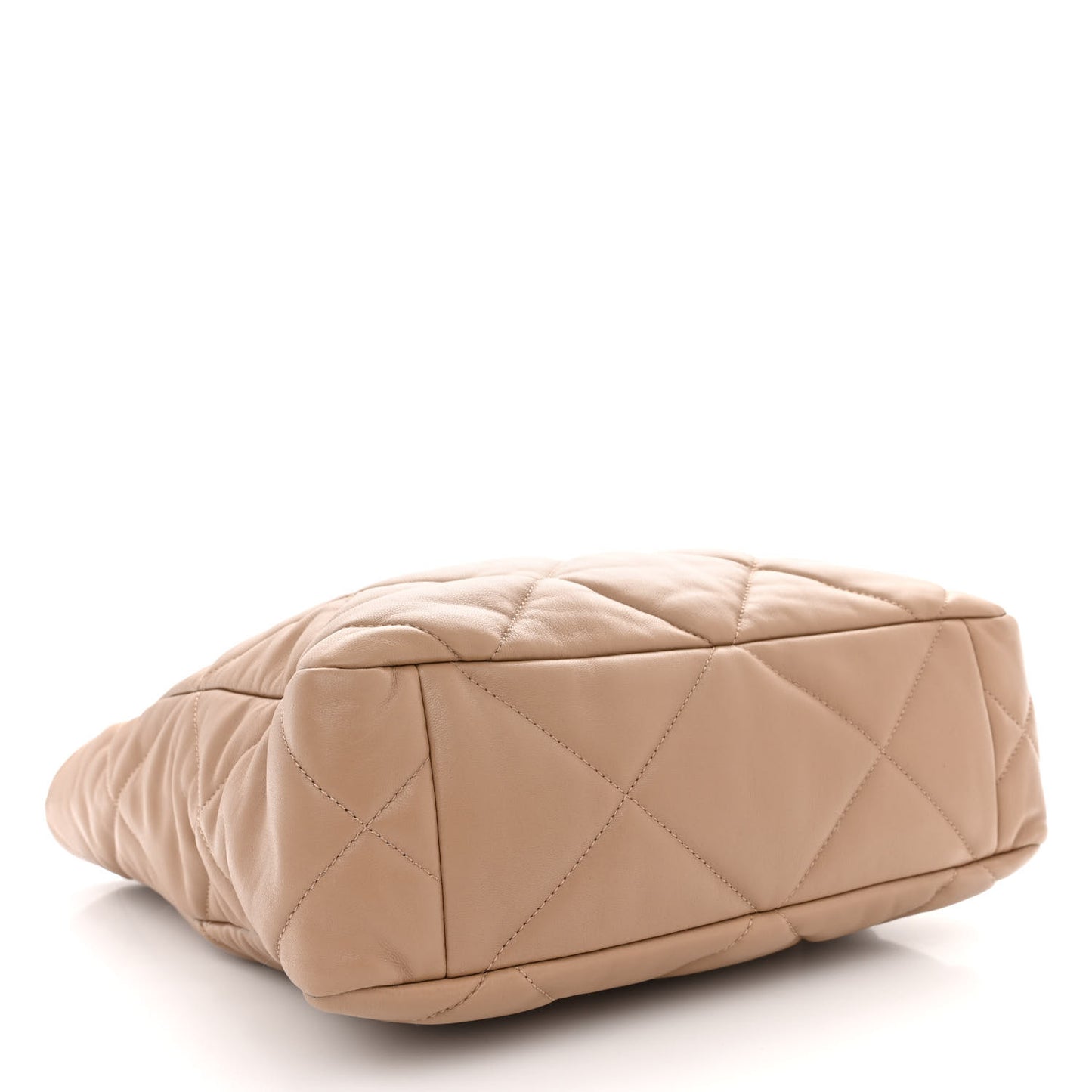 Lambskin Quilted Chanel 19 Shopping Bag Beige