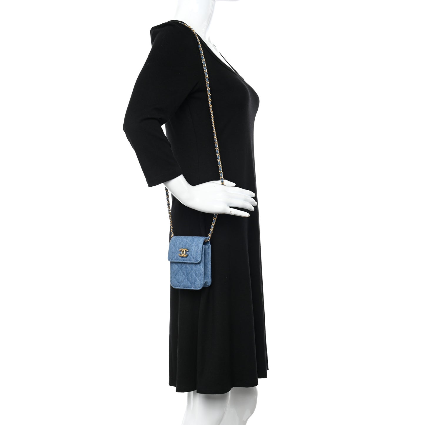 Denim Quilted Flap Mini Crossbody Blue