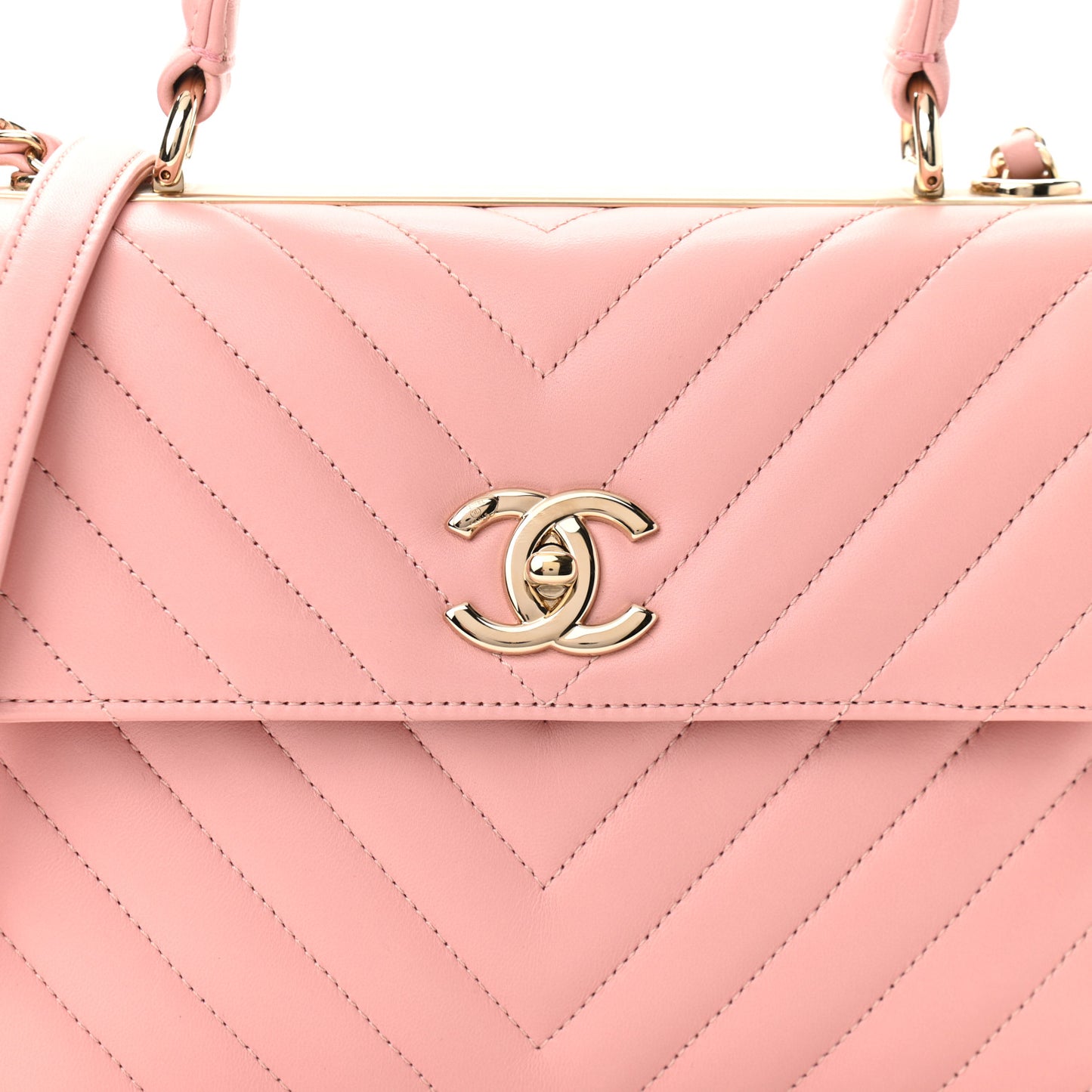 Lambskin Chevron Quilted Small Trendy CC Dual Handle Flap Bag Light Pink
