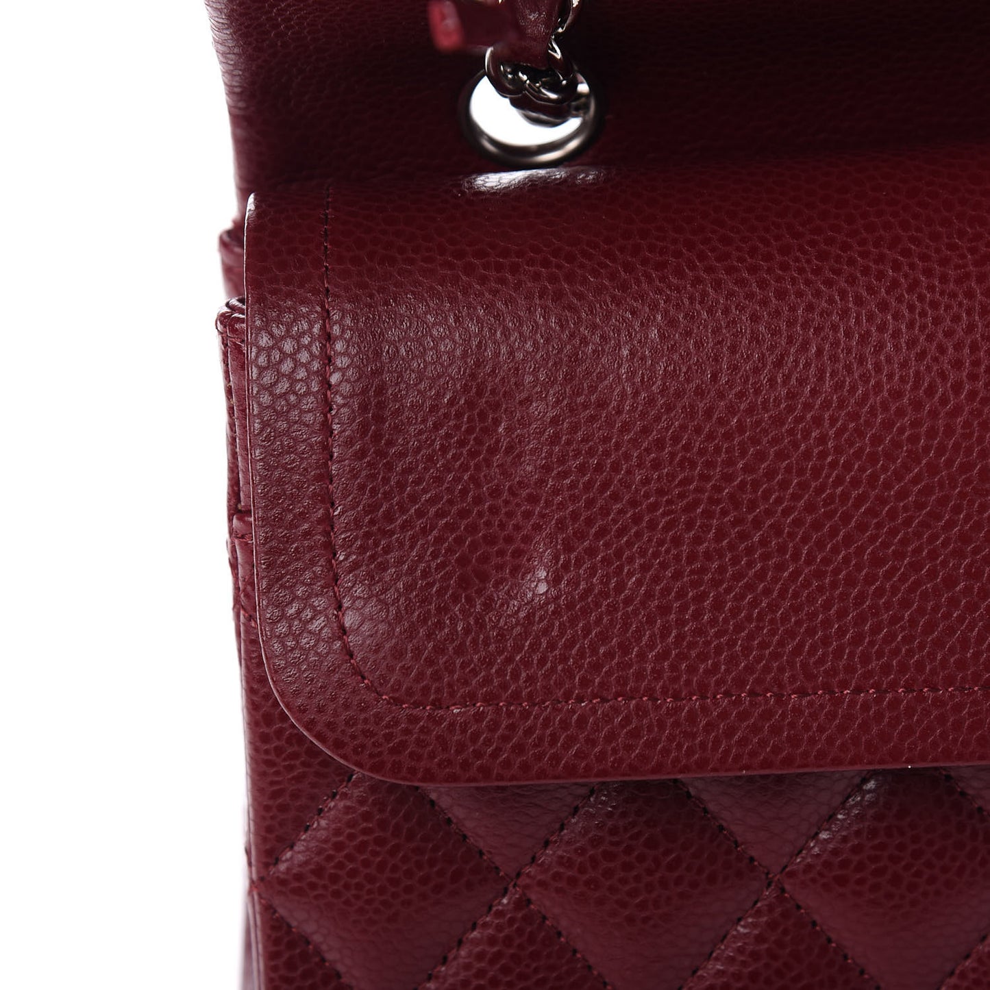Caviar Quilted Medium Double Flap Dark Red